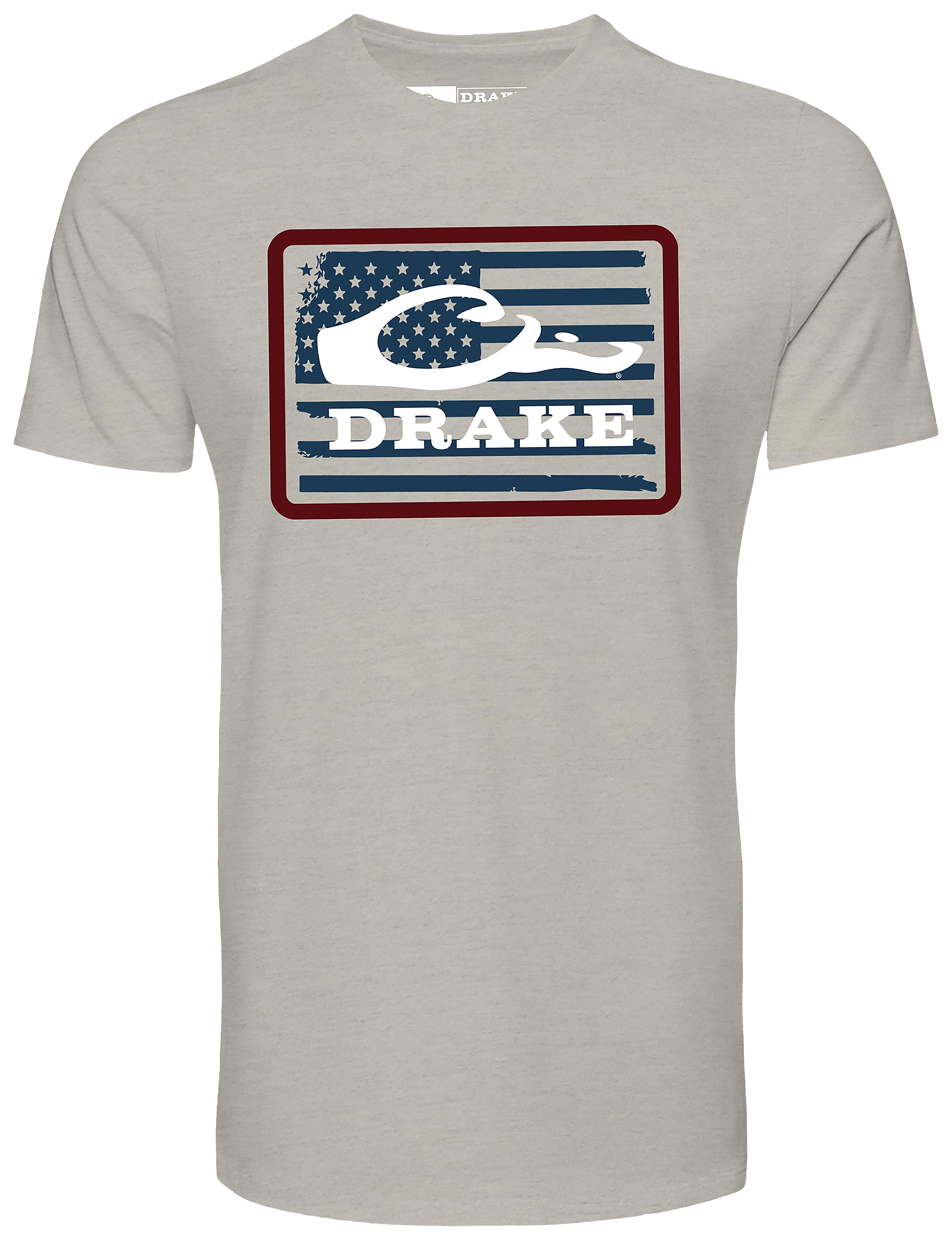 Image of Drake Waterfowl Americana Drake Patch Short-Sleeve T-Shirt - Cobblestone Light Heather