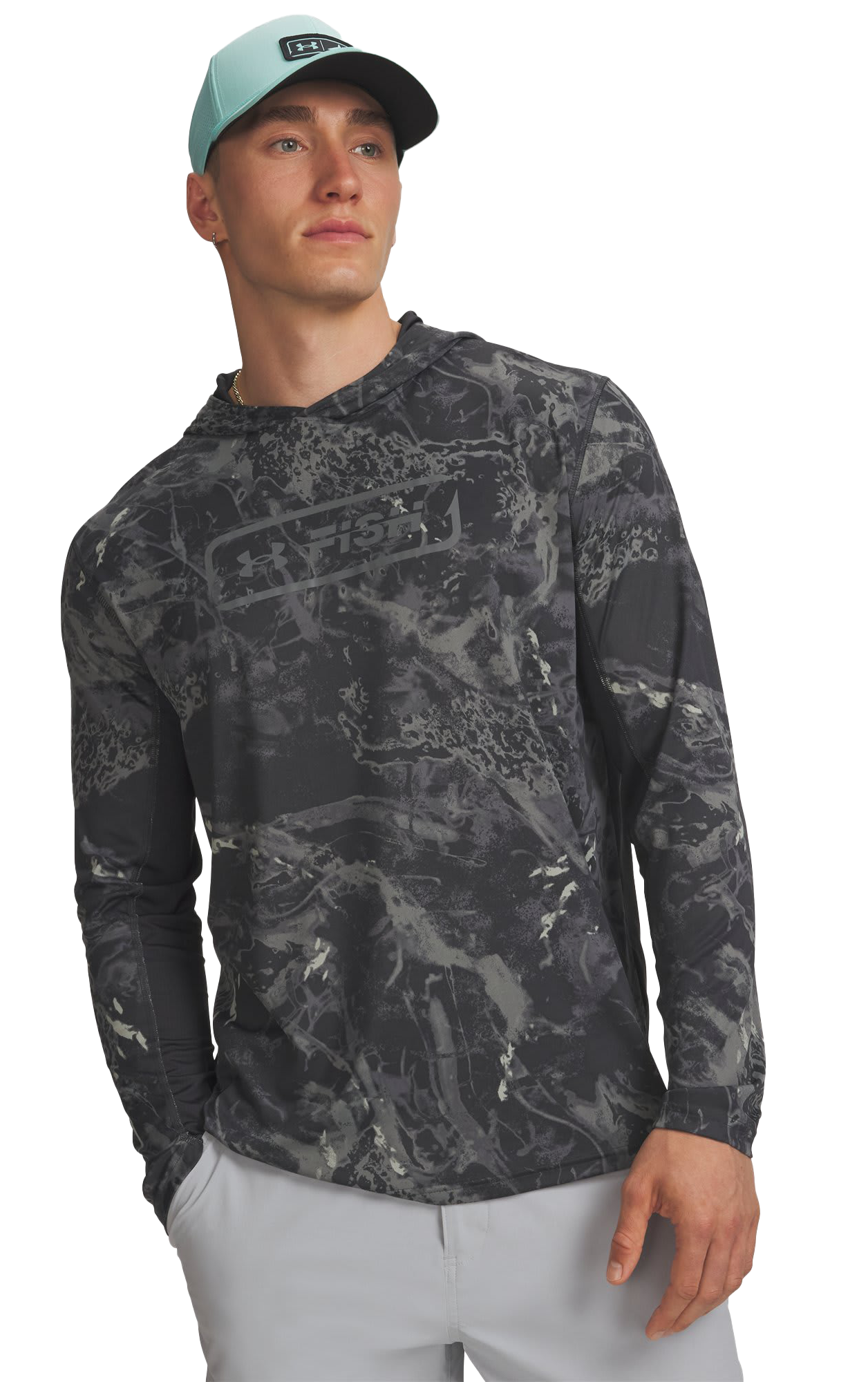 Image of Under Armour Fish Pro Camo Hoodie - Anthracite/Clay Green