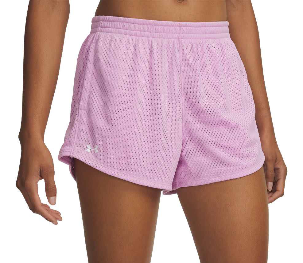 Image of Under Armour Tech Play Up Mesh Shorts for Ladies - Pink Dawn/White