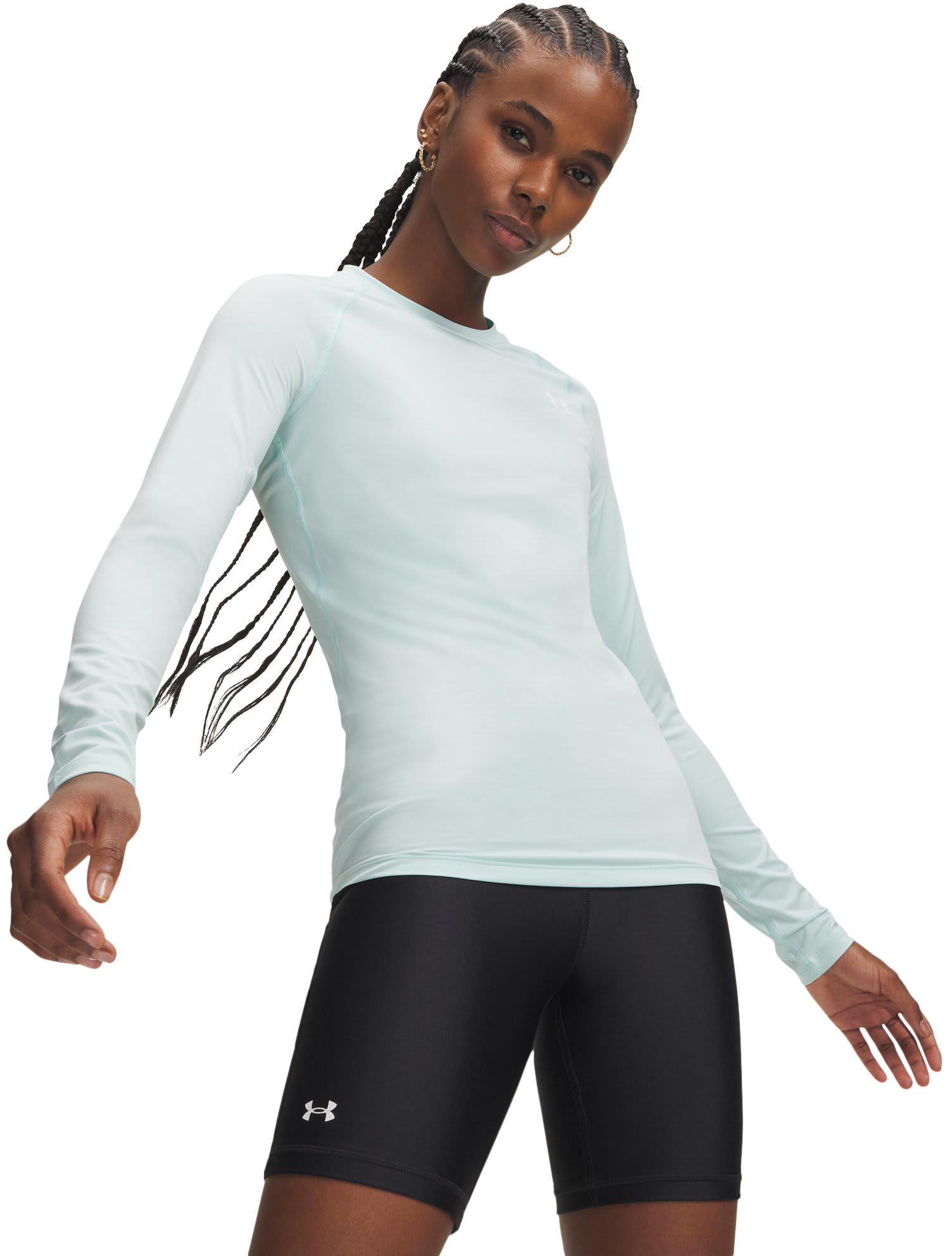 Image of Under Armour HeatGear Compression Long-Sleeve Shirt - Refresh Mint/White