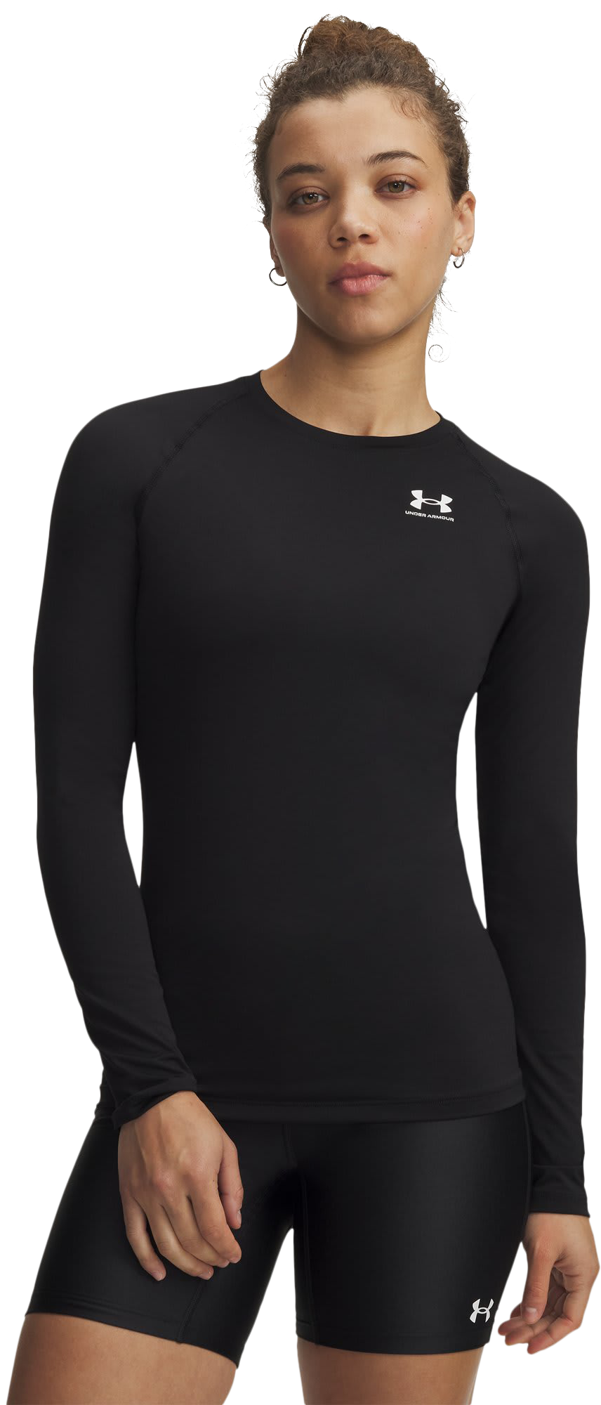 Image of Under Armour HeatGear Compression Long-Sleeve Shirt - Ultimate Black/White