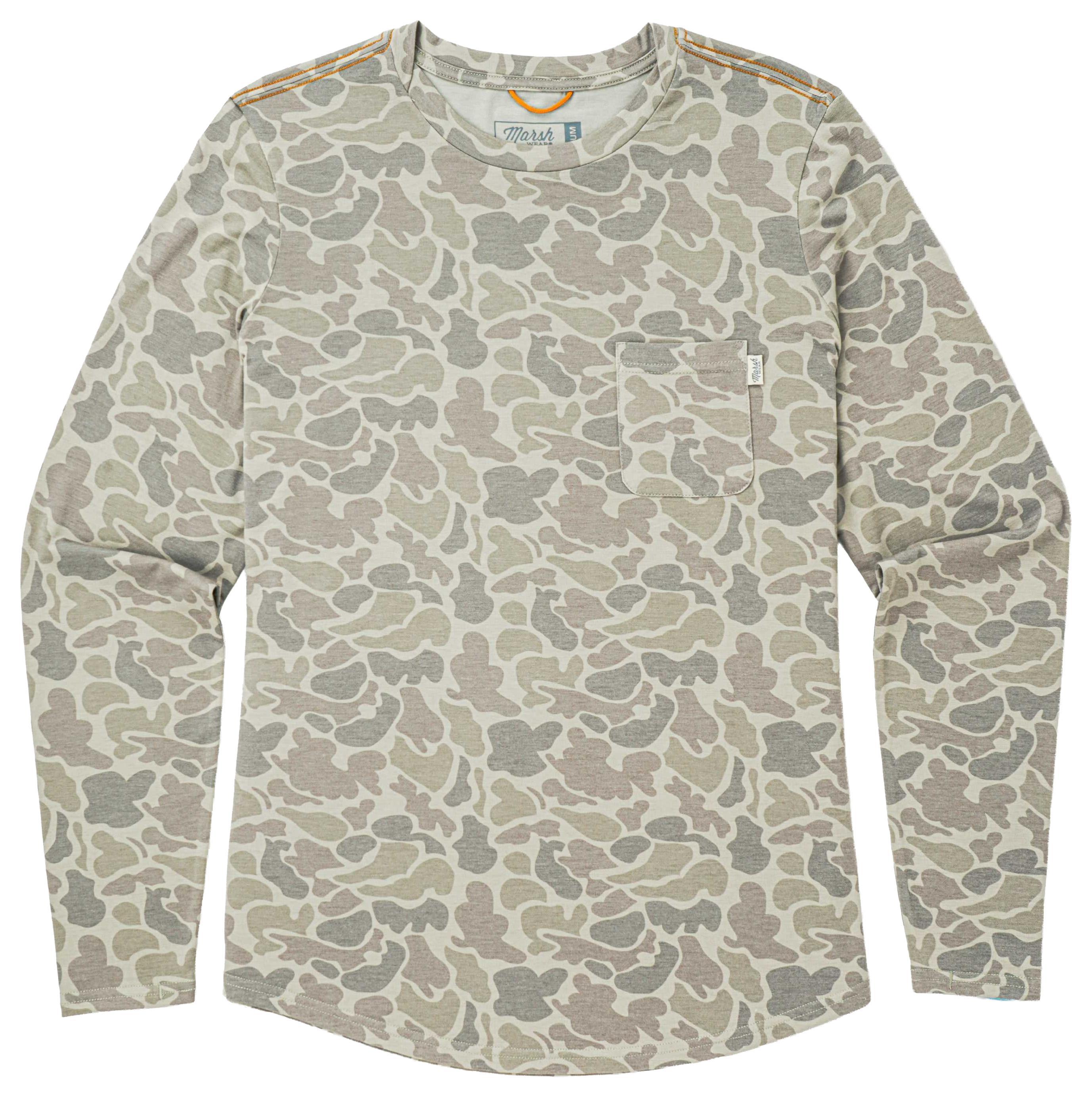 Image of Marsh Wear Buxton Performance Crew-Neck Long-Sleeve Shirt - Khaki Mallard Camo