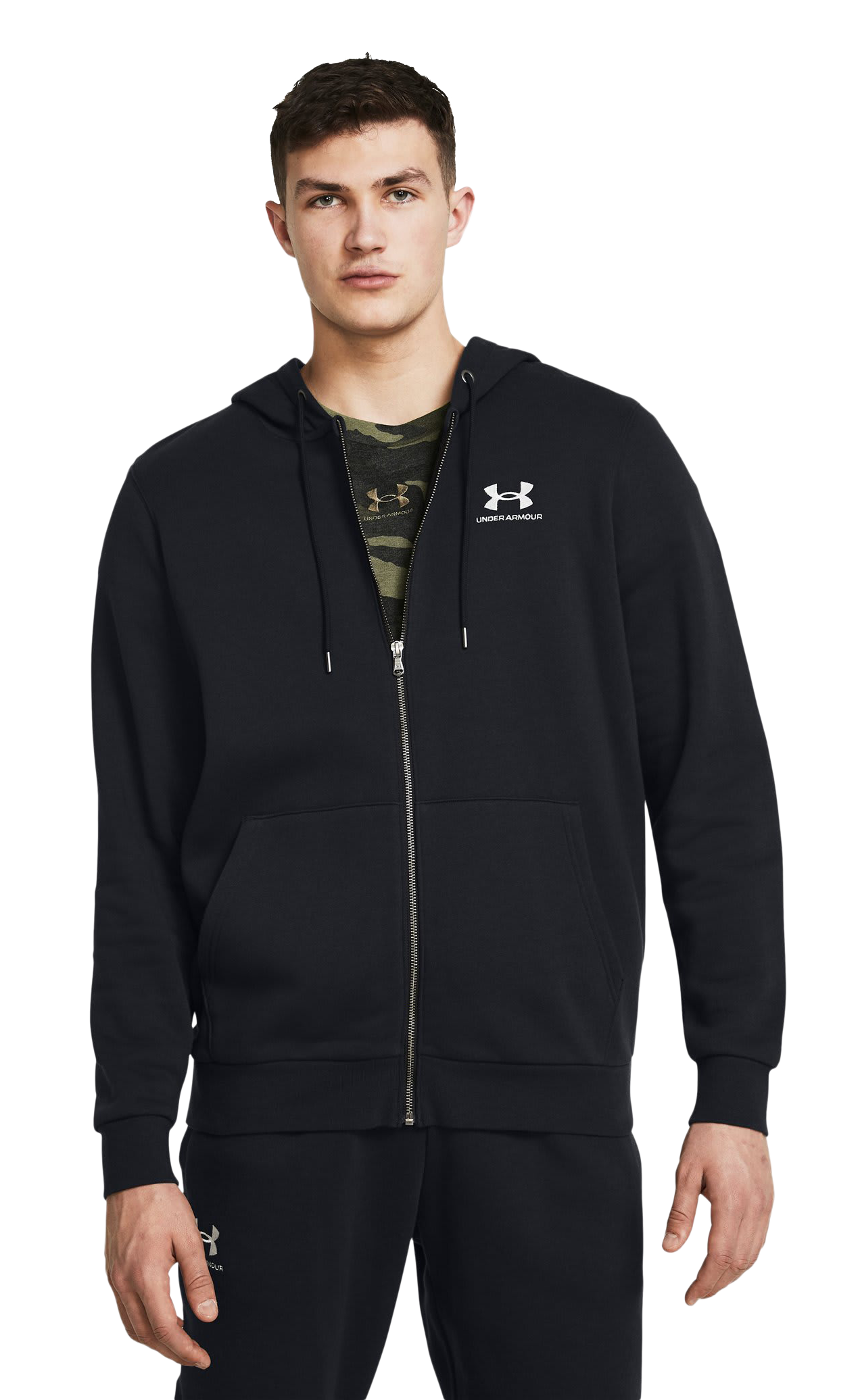 Image of Under Armour Icon Fleece Full-Zip Long-Sleeve Hoodie - Black/White