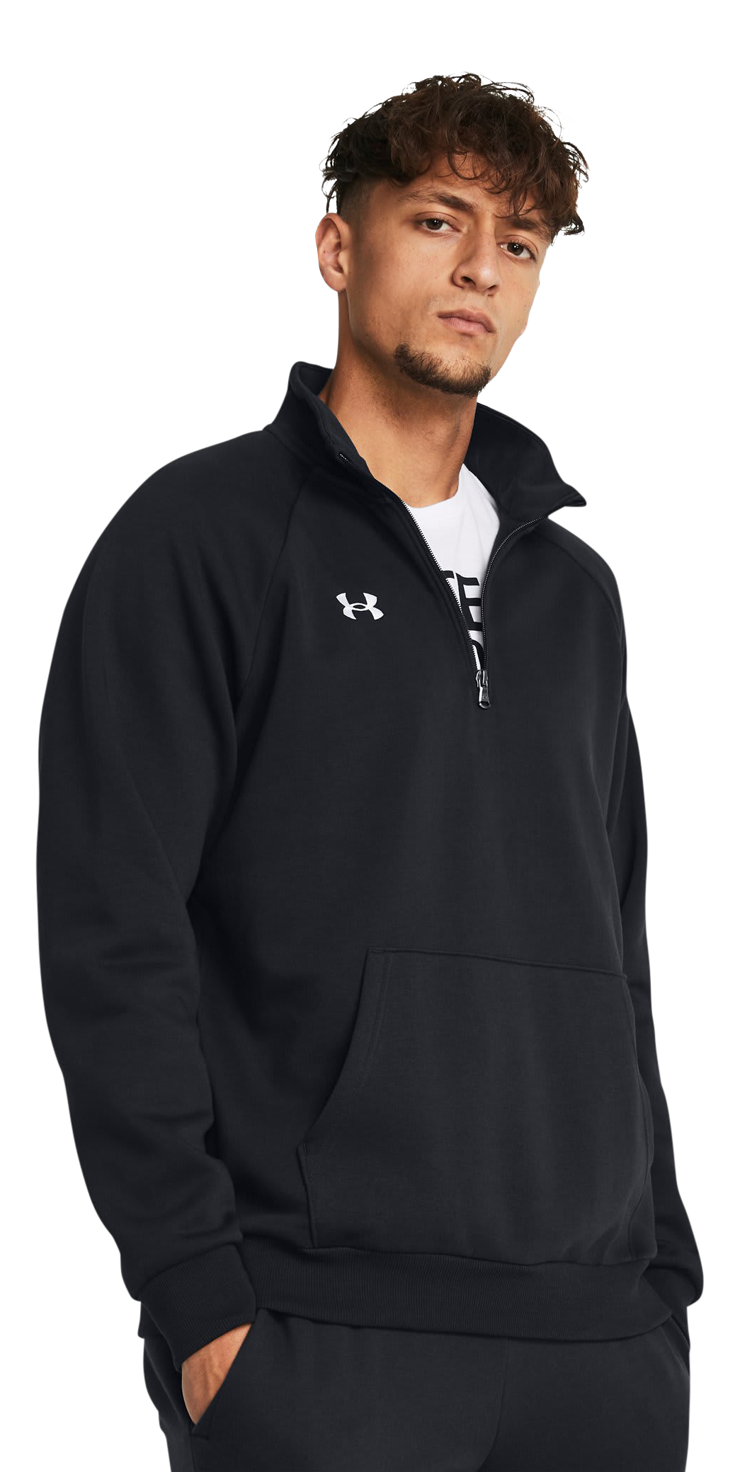 Image of Under Armour Rival Fleece Quarter-Zip Pullover - Black/White