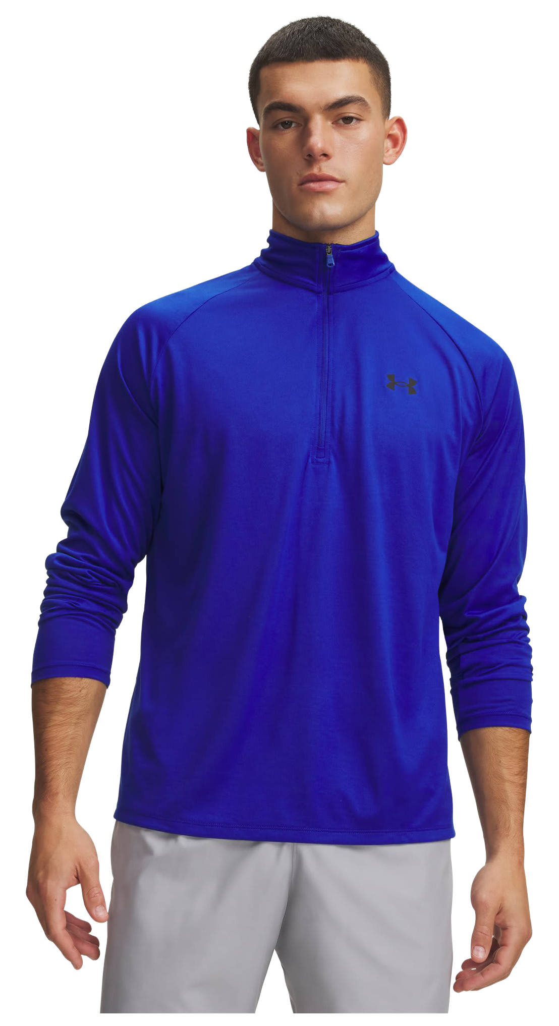 Image of Under Armour UA Tech Half-Zip Long-Sleeve Shirt - Royal/Black