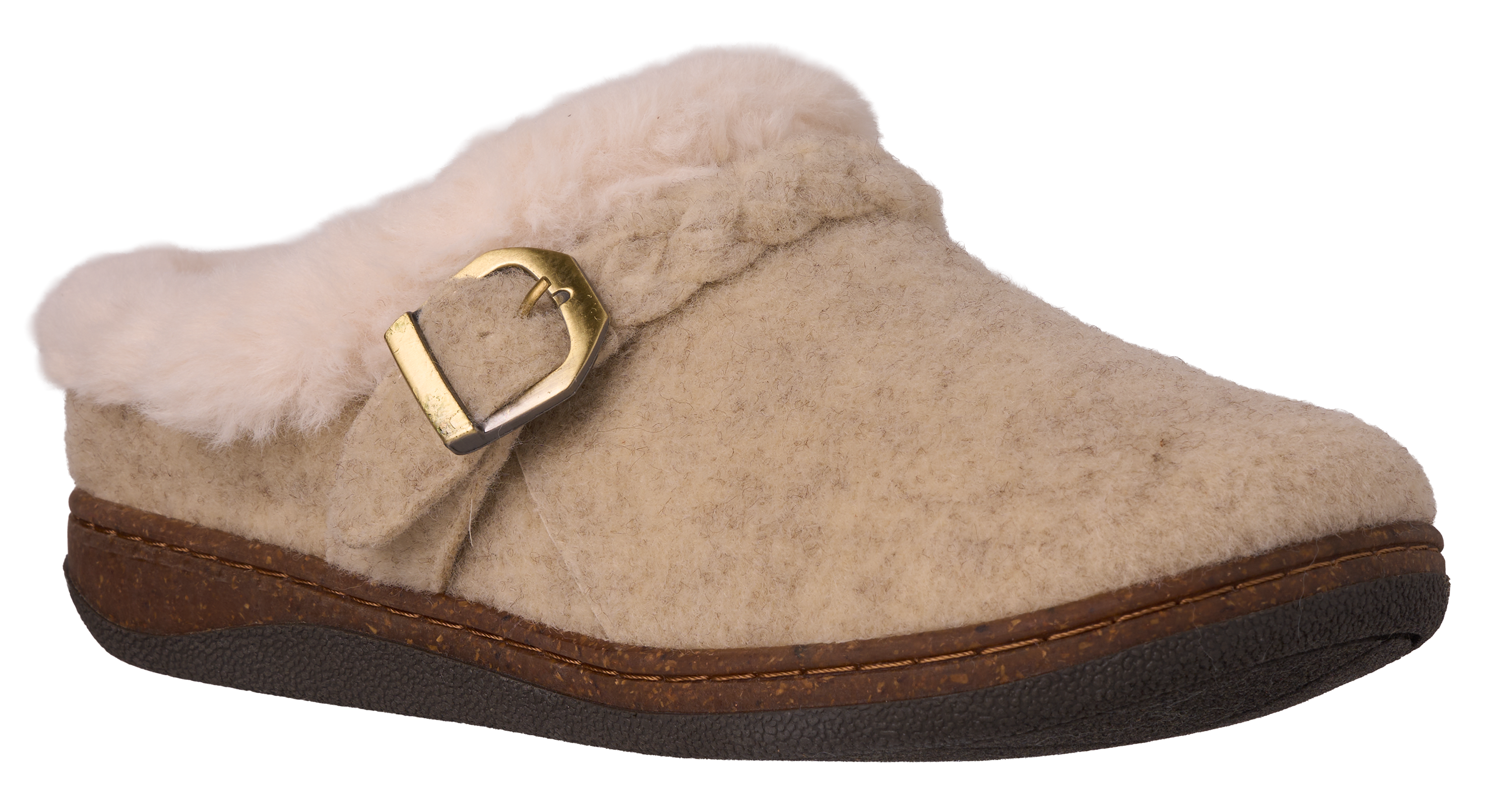 Image of Natural Reflections Cora Faux Fur-Lined Memory Sole Slippers for Women - Oatmeal