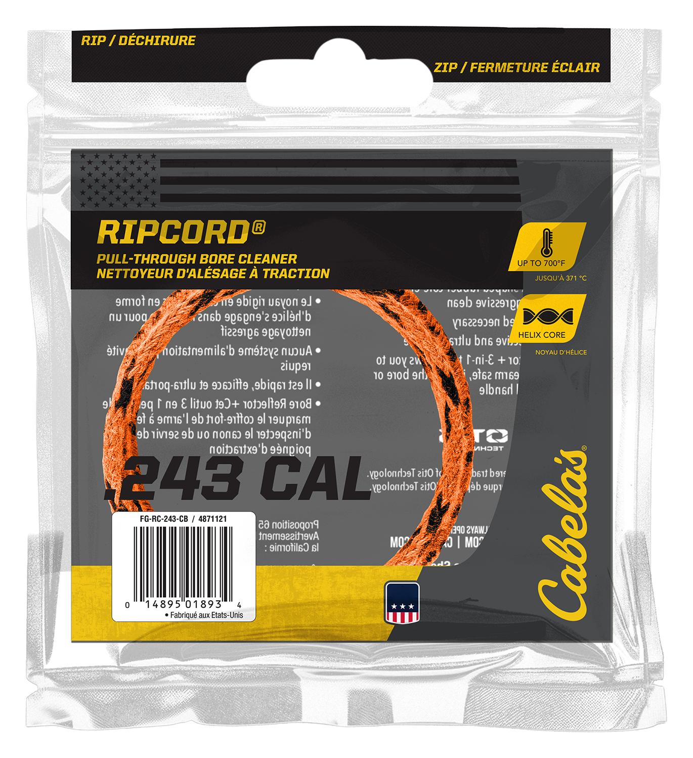 Image of Cabela's Ripcord Pull-Through Bore Cleaner - .243 Cal/6mm