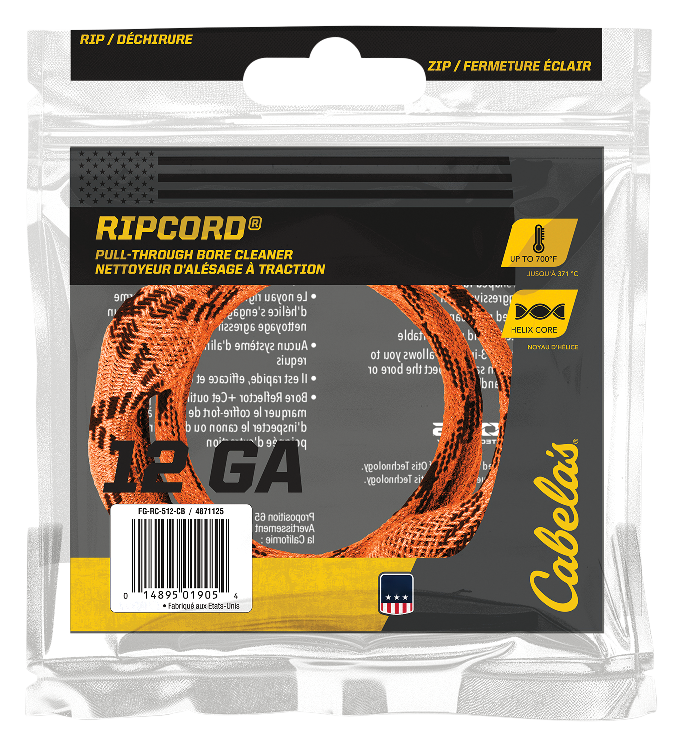 Image of Cabela's Ripcord Pull-Through Bore Cleaner - 12 Gauge