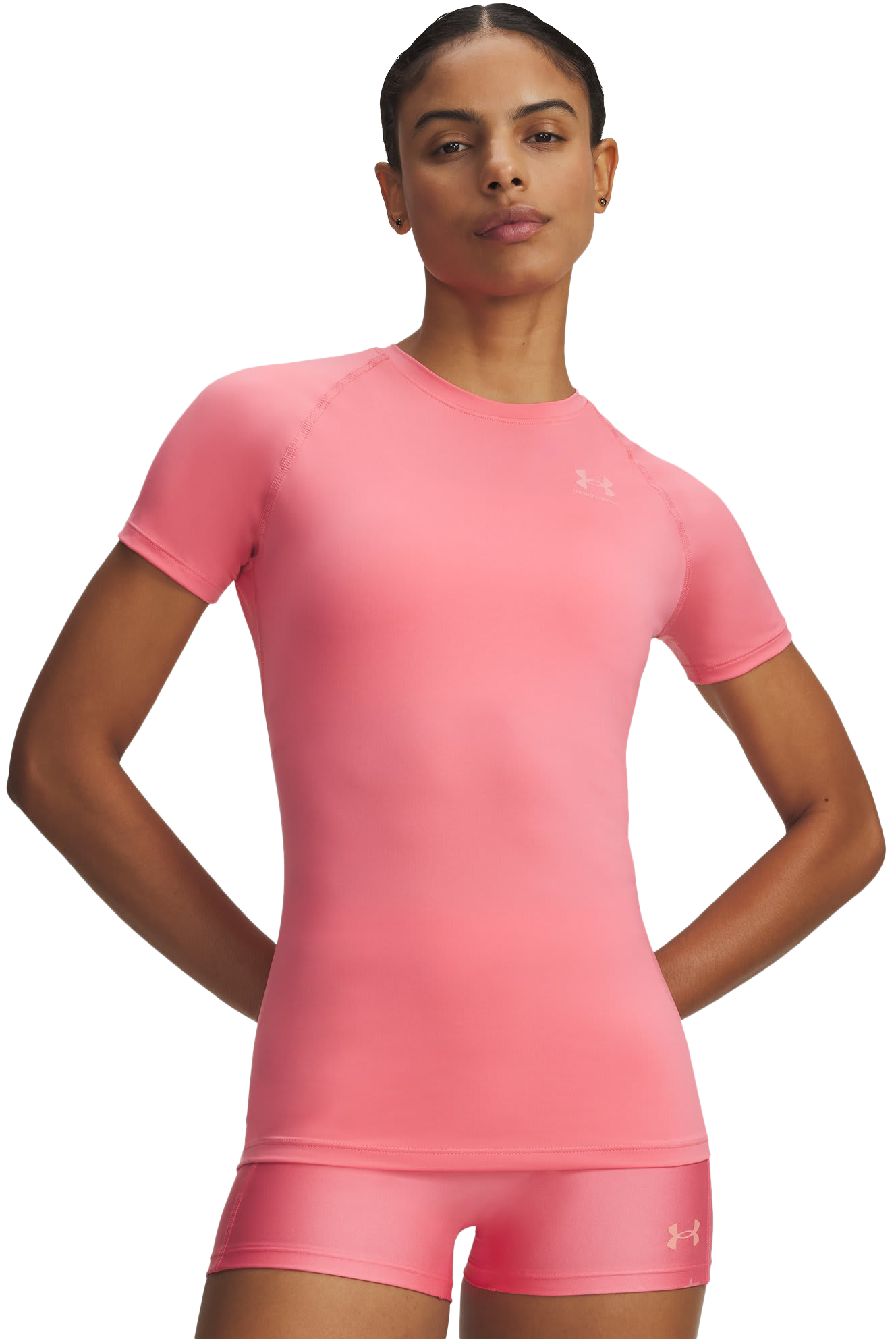 Image of Under Armour HeatGear Compression Short-Sleeve Shirt - Bittersweet Pink/Posh Pink