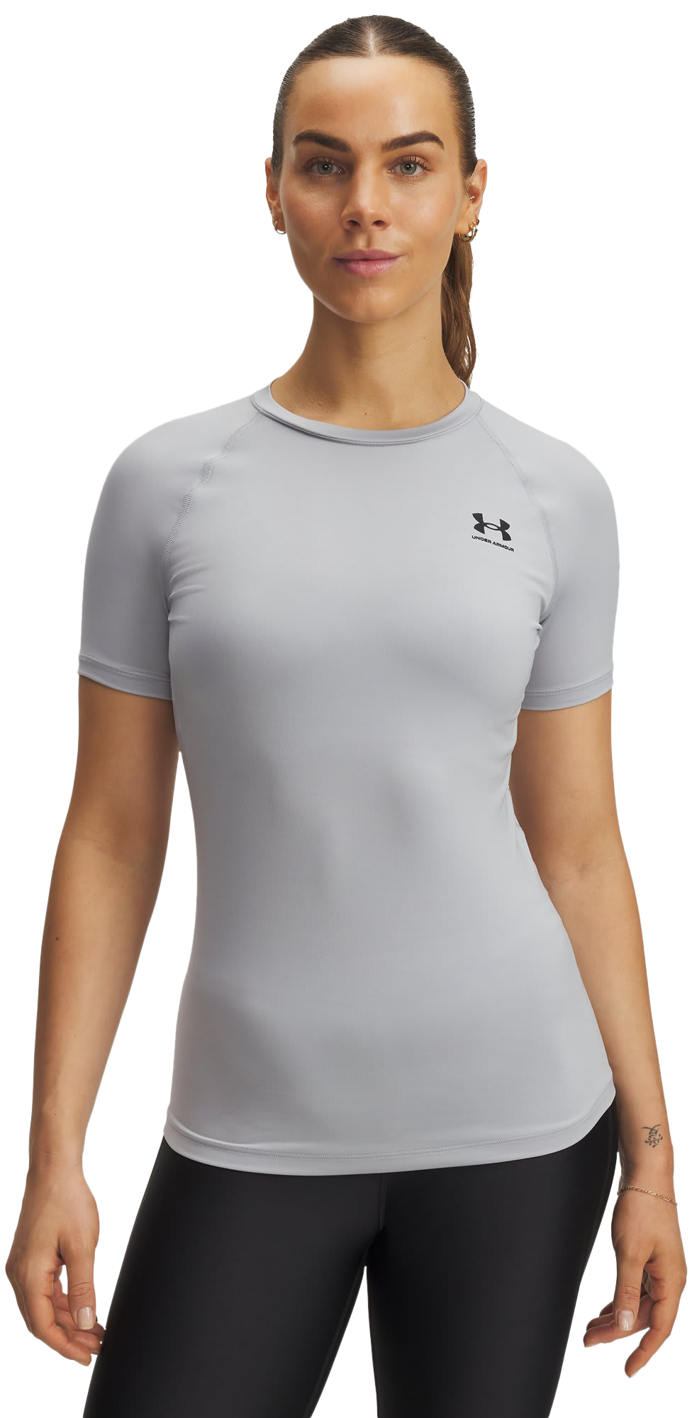 Image of Under Armour HeatGear Compression Short-Sleeve Shirt - Mod Gray/Black