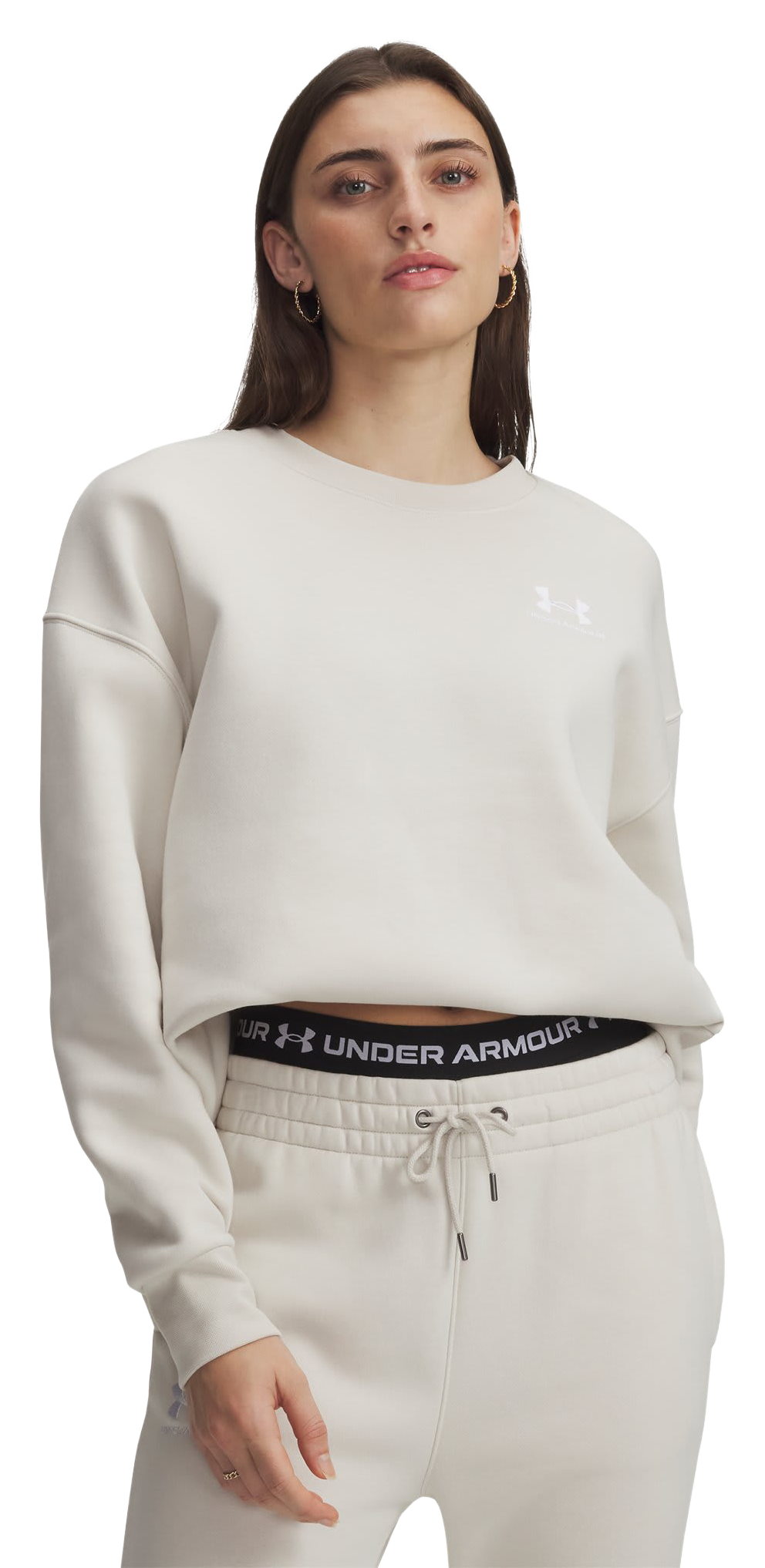 Image of Under Armour Icon Fleece Oversized Crew - Summit White/White