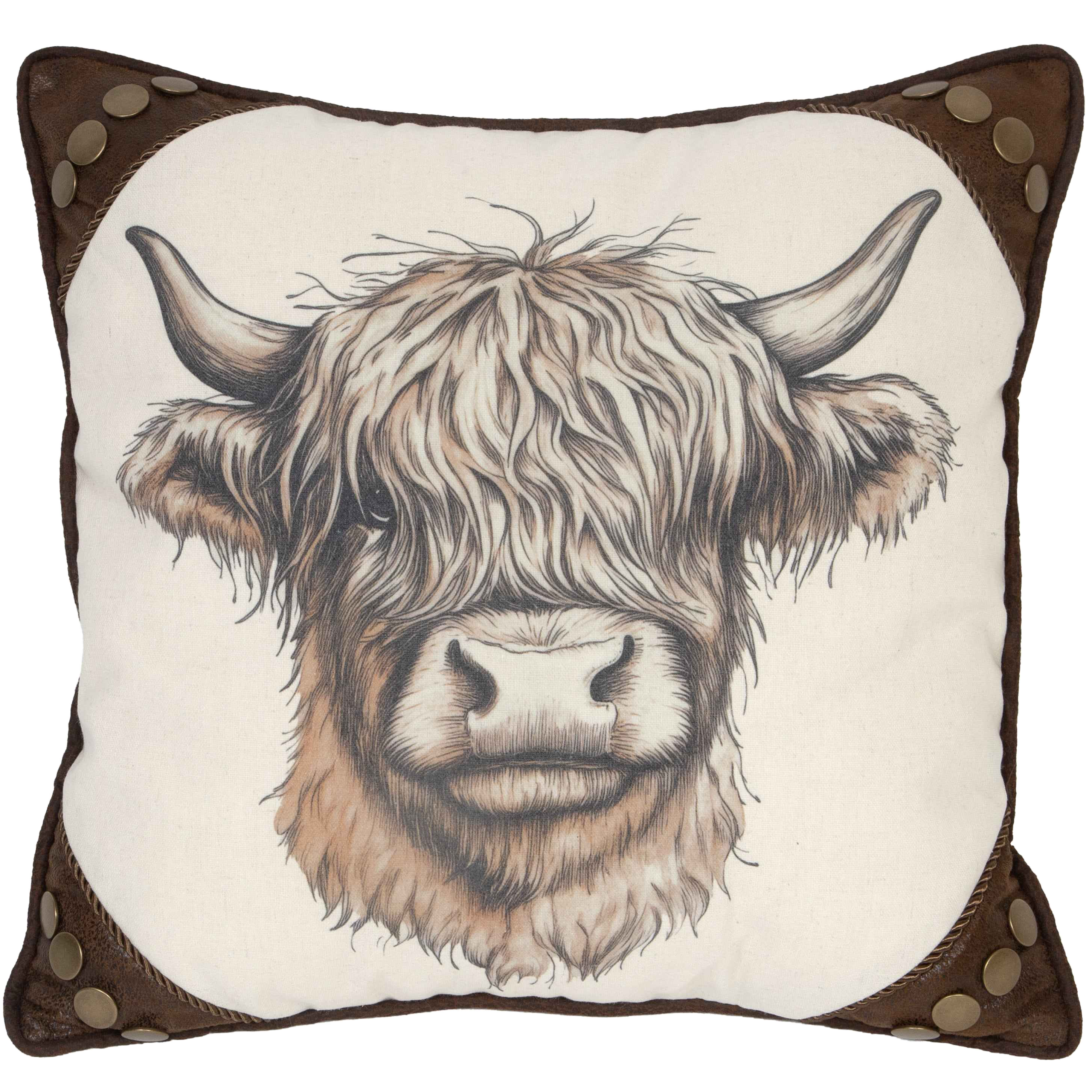 Image of Carstens, Inc. Wrangler Highland Cow Square Throw Pillow