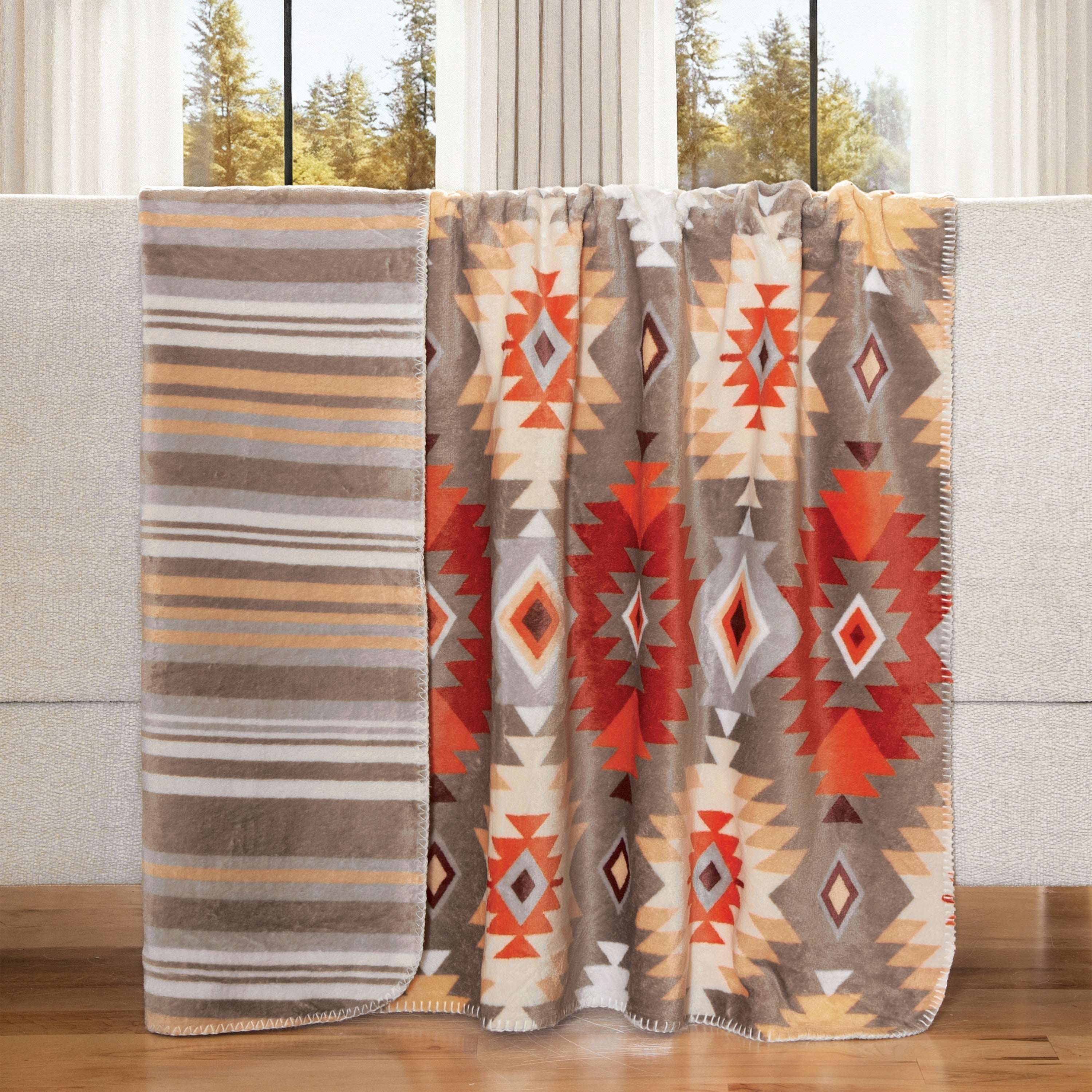 Image of Carstens, Inc. Reversible Printed Plush Throw - Wrangler Canyon Rock