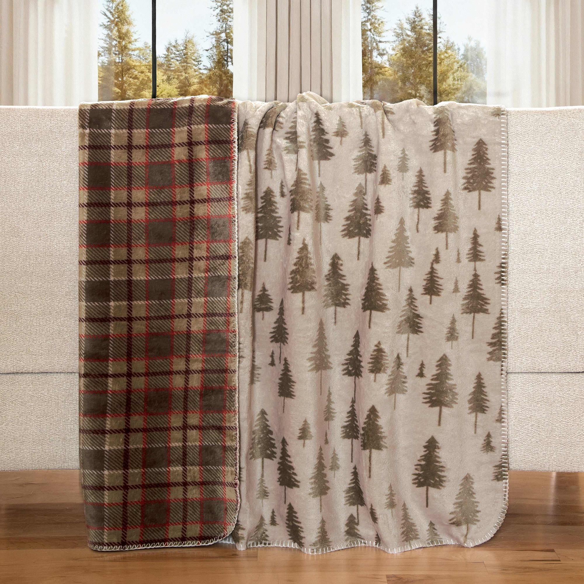 Image of Carstens, Inc. Reversible Printed Plush Throw - Fall Plains