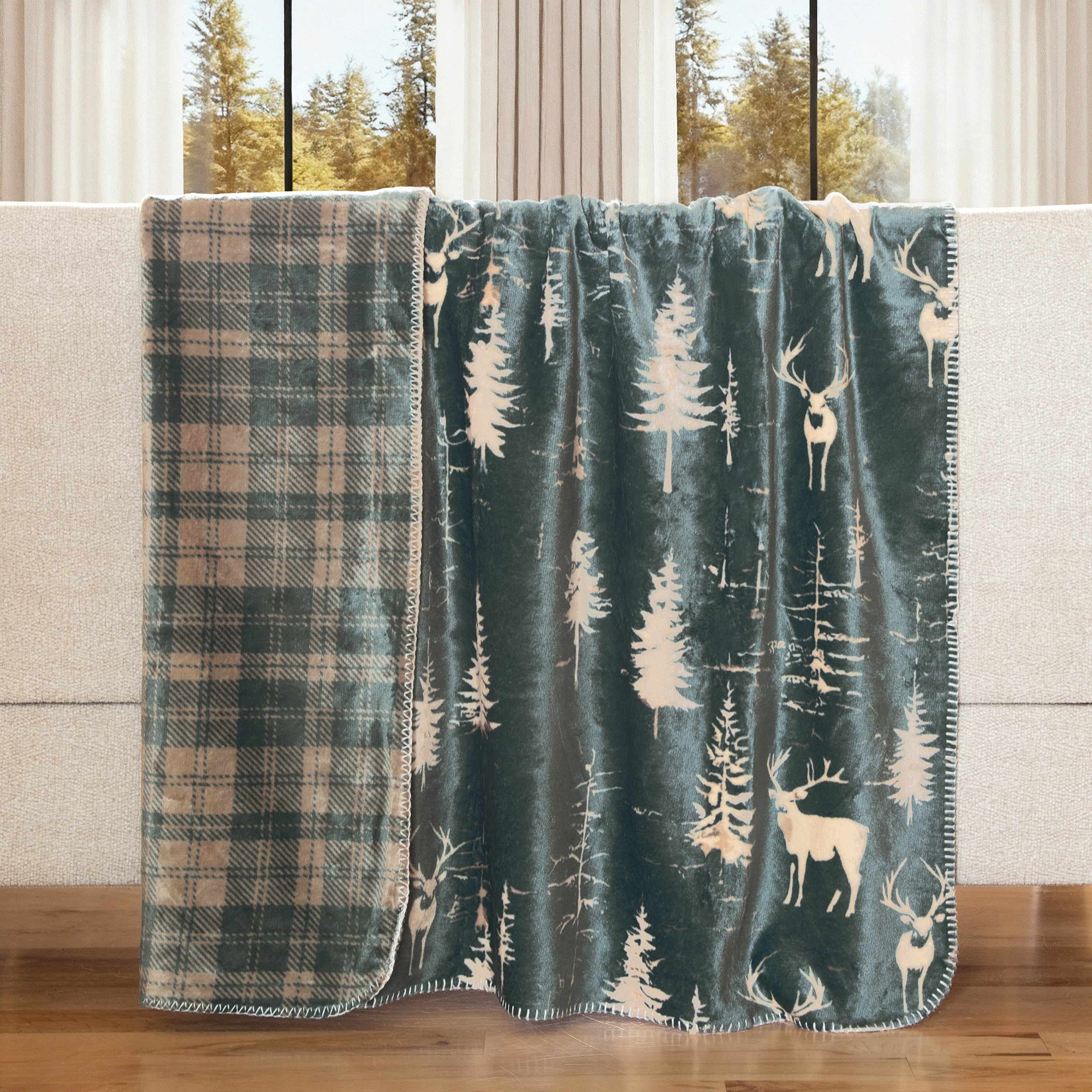 Image of Carstens, Inc. Reversible Printed Plush Throw