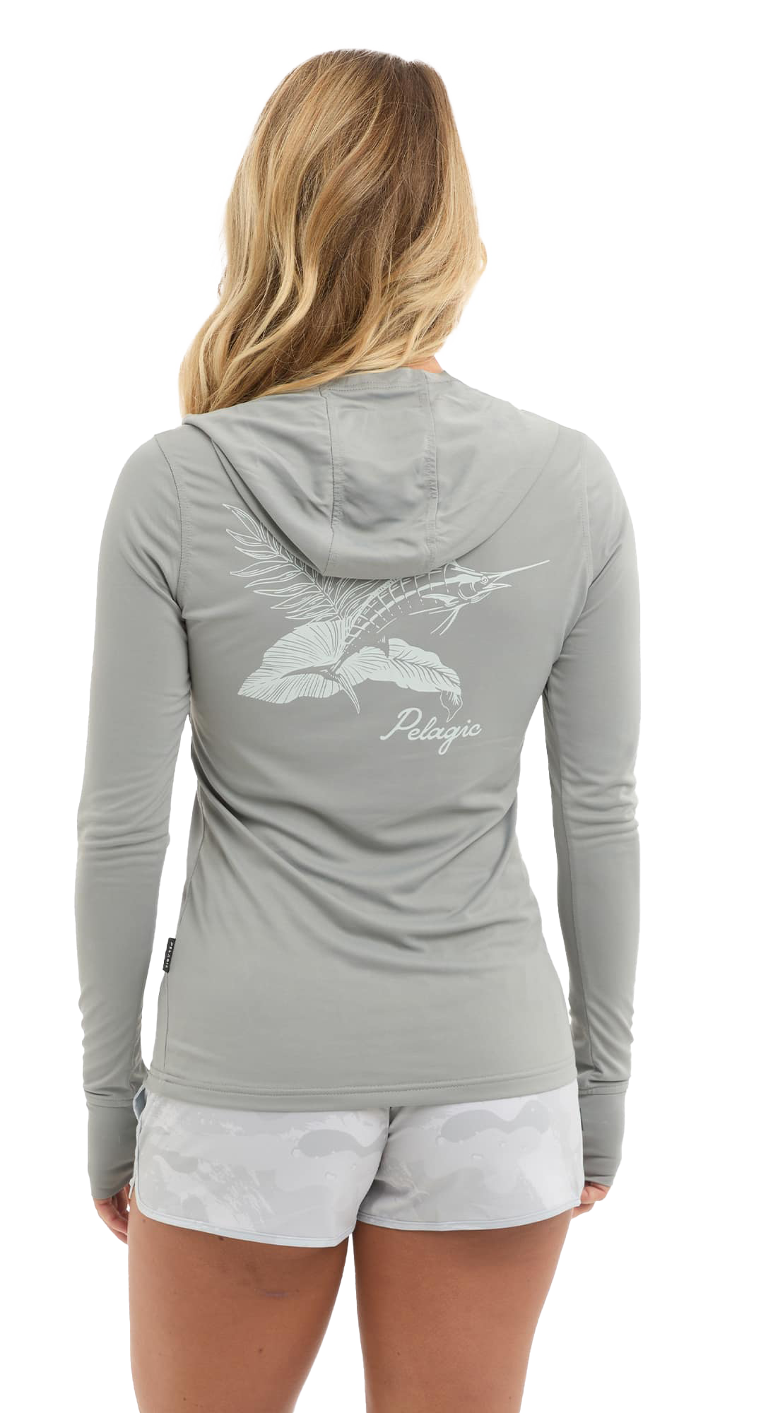 Image of Pelagic Aquatek Tropic Marlin Hooded Fishing Shirt - Grey