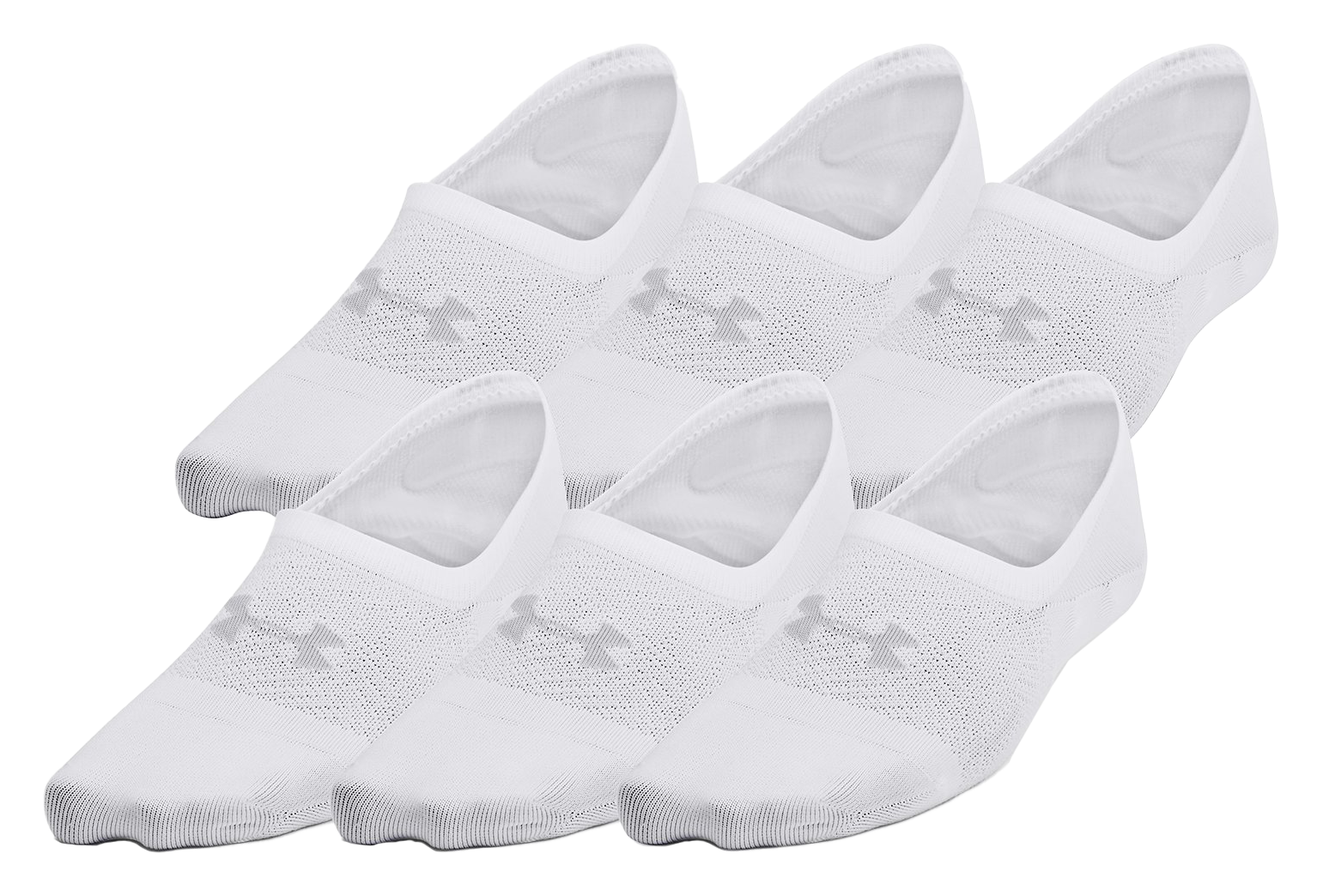 Image of Under Armour Breathe Lite Liner Socks for Women 6-Pack - White/White/Mod Gray