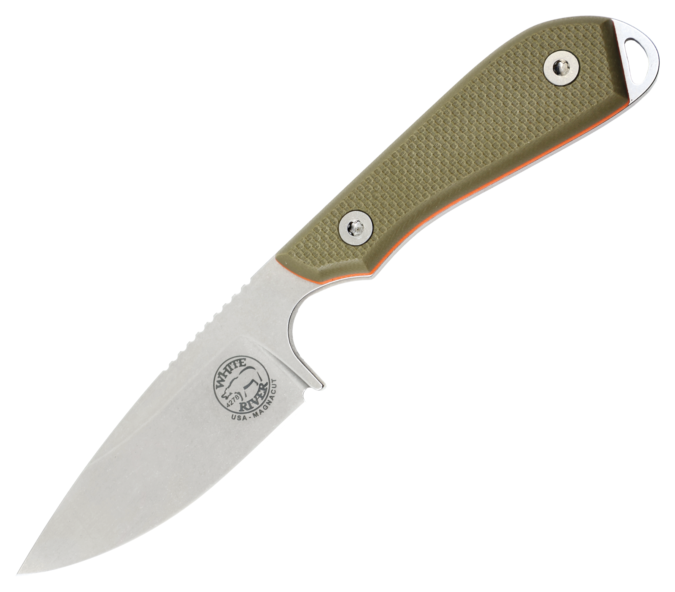 Image of White River Knife & Tool Model 1 Pro Magnacut Fixed-Blade Knife - Green/Orange
