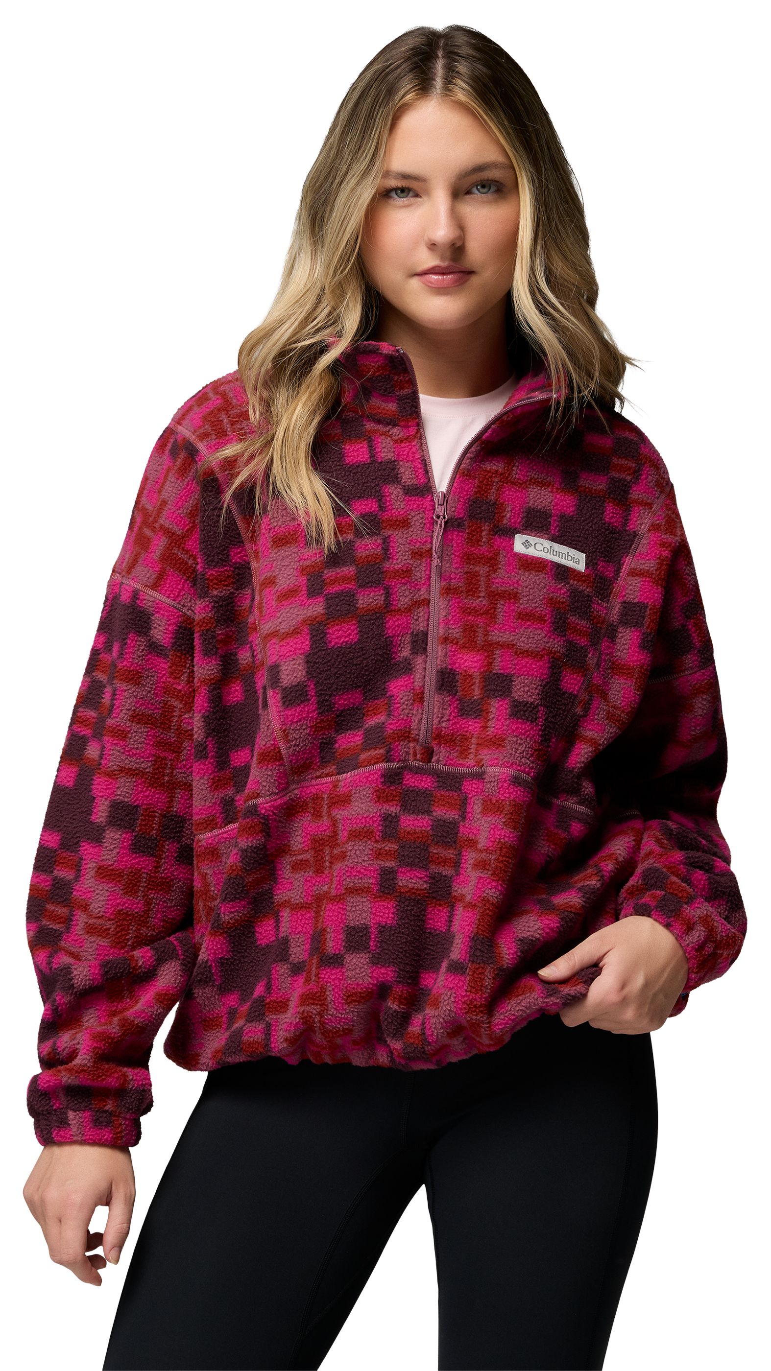 Image of Columbia Timber Meadow Printed MTR-Fleece Half-Zip Pullover - Fuchsia/Unwoven