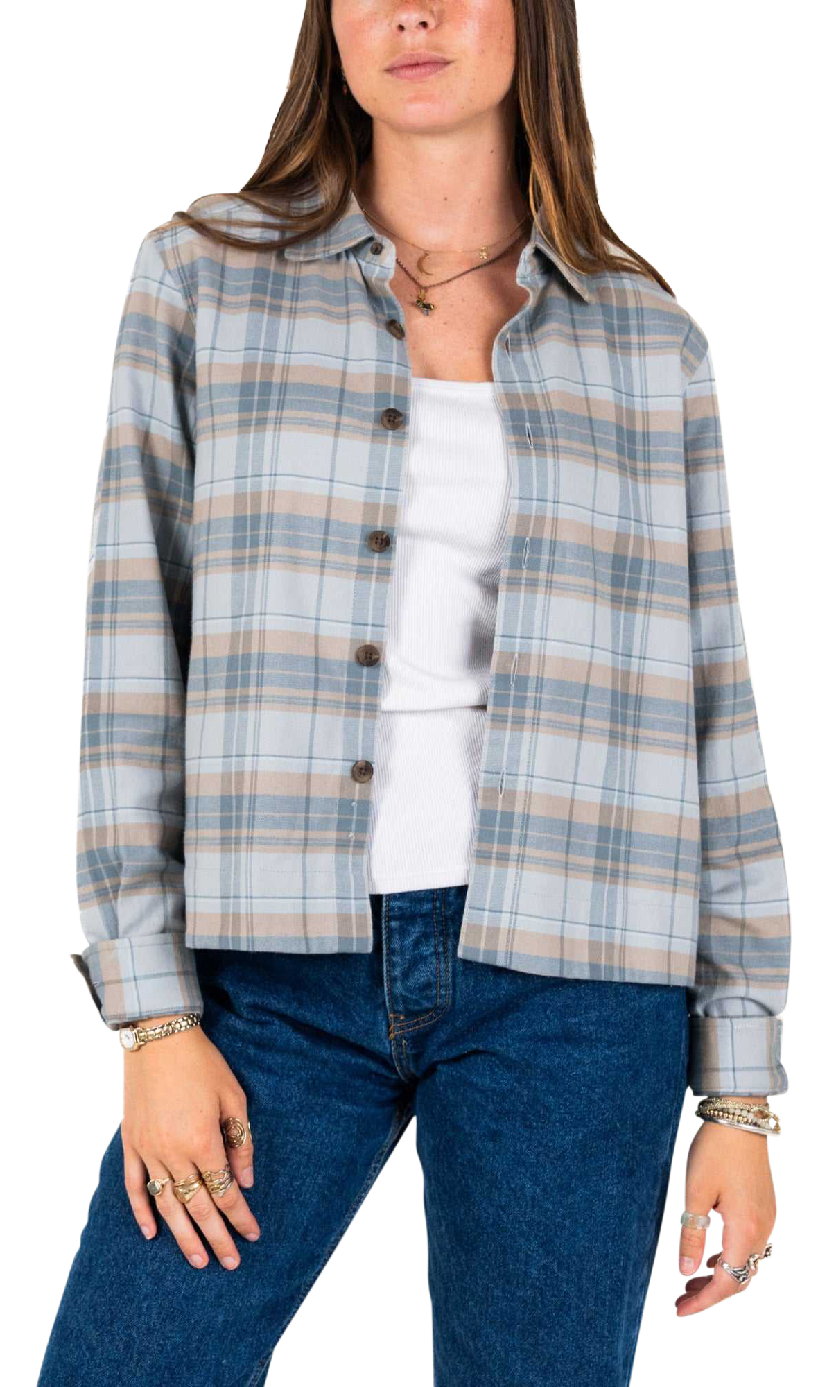 Image of Marsh Wear Westerly Flannel Long-Sleeve Shirt - Fog