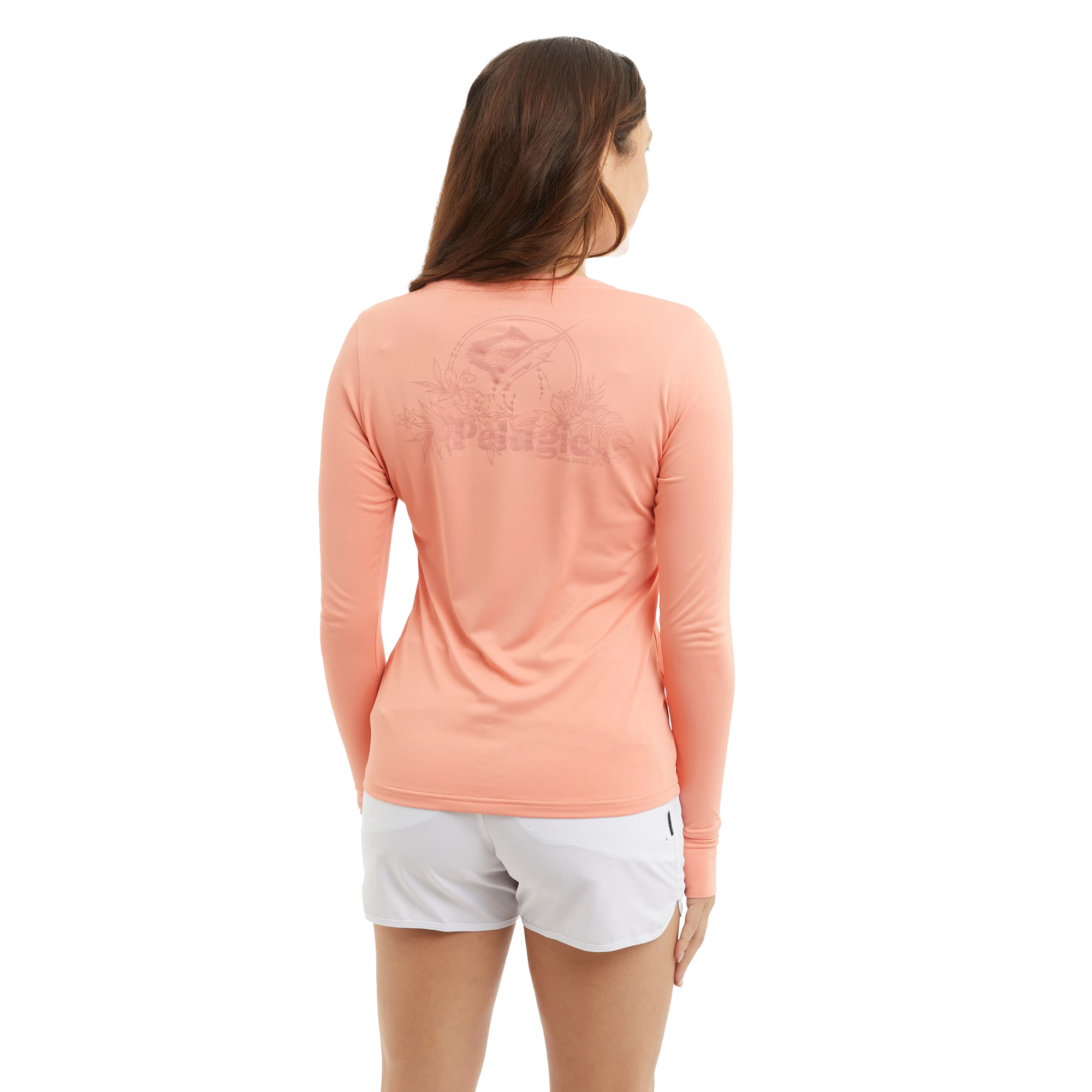 Image of Pelagic Aquatek Tropic Sea Long-Sleeve Fishing Shirt - Coral