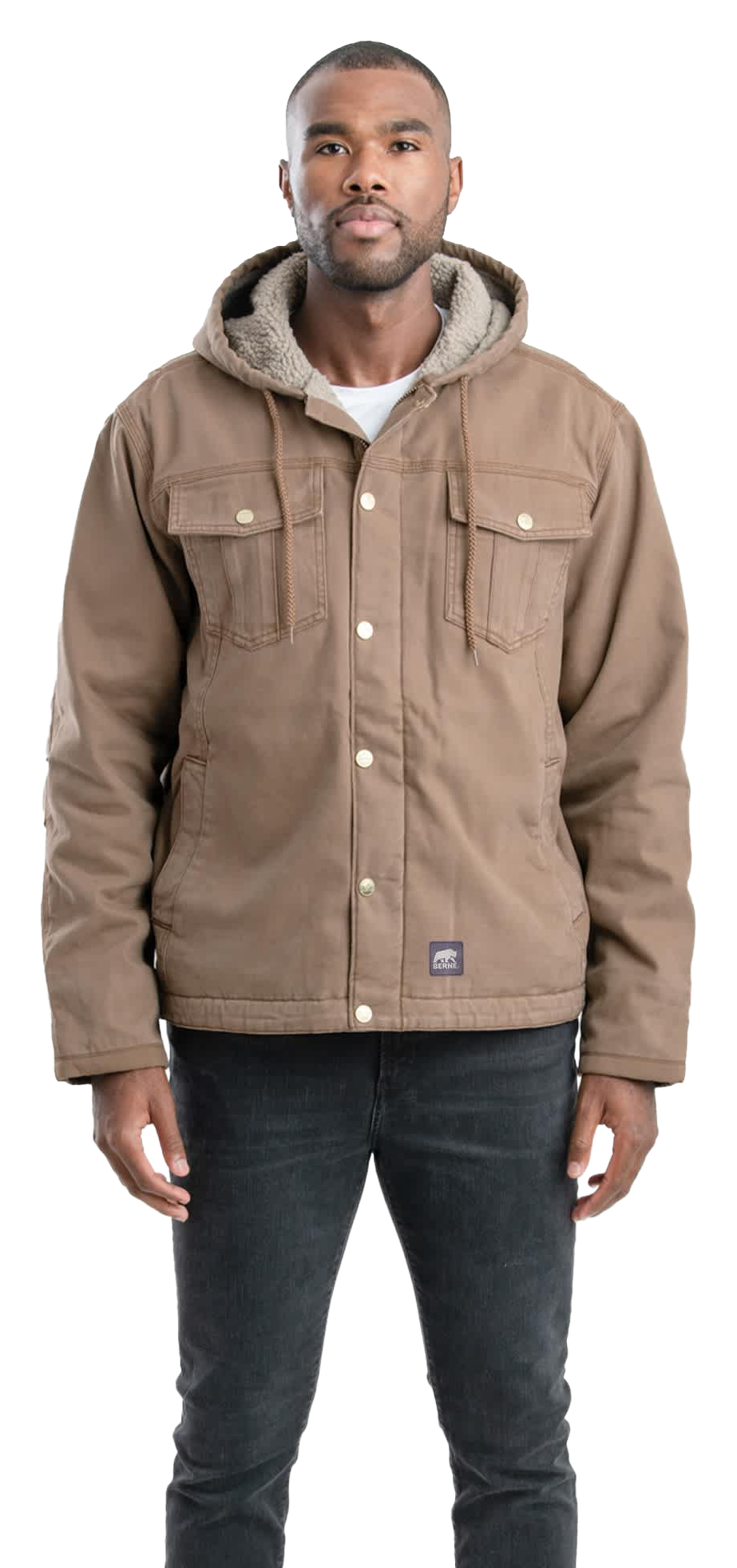 Image of Berne Washed Sherpa-Lined Hooded Jacket - Driftwood
