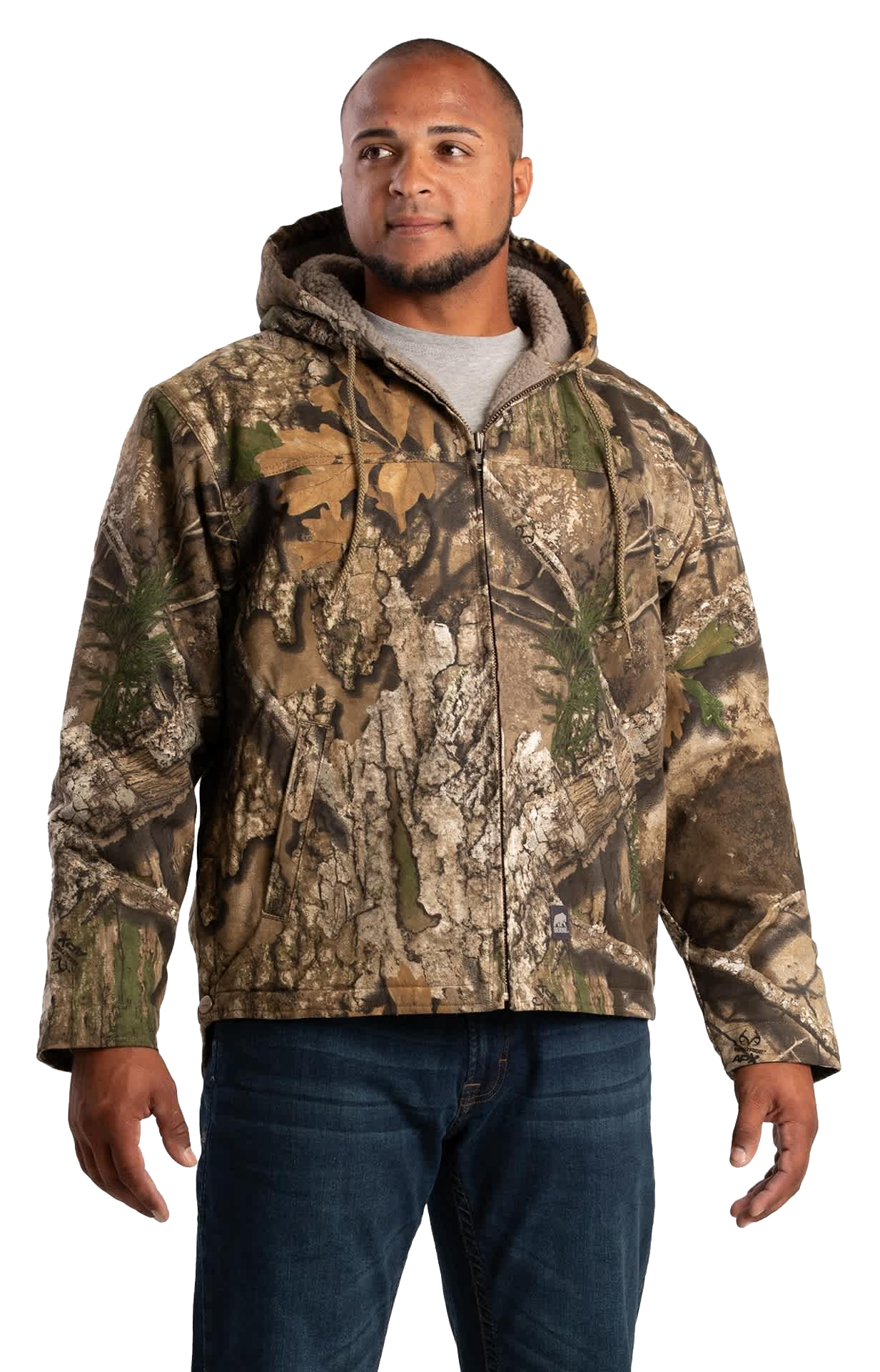 Image of Berne Heartland Washed Duck Hooded Work Coat - Realtree APX