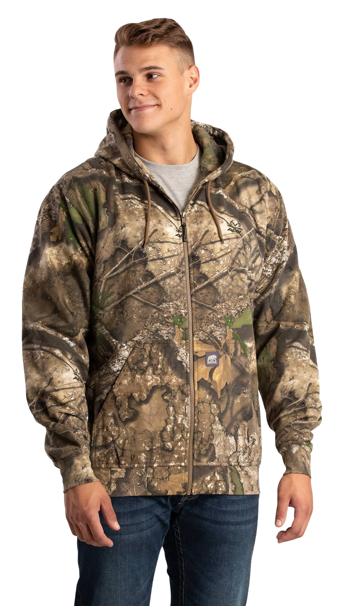 Image of Berne Heritage Thermal-Lined Full-Zip Hooded Sweatshirt - Realtree APX