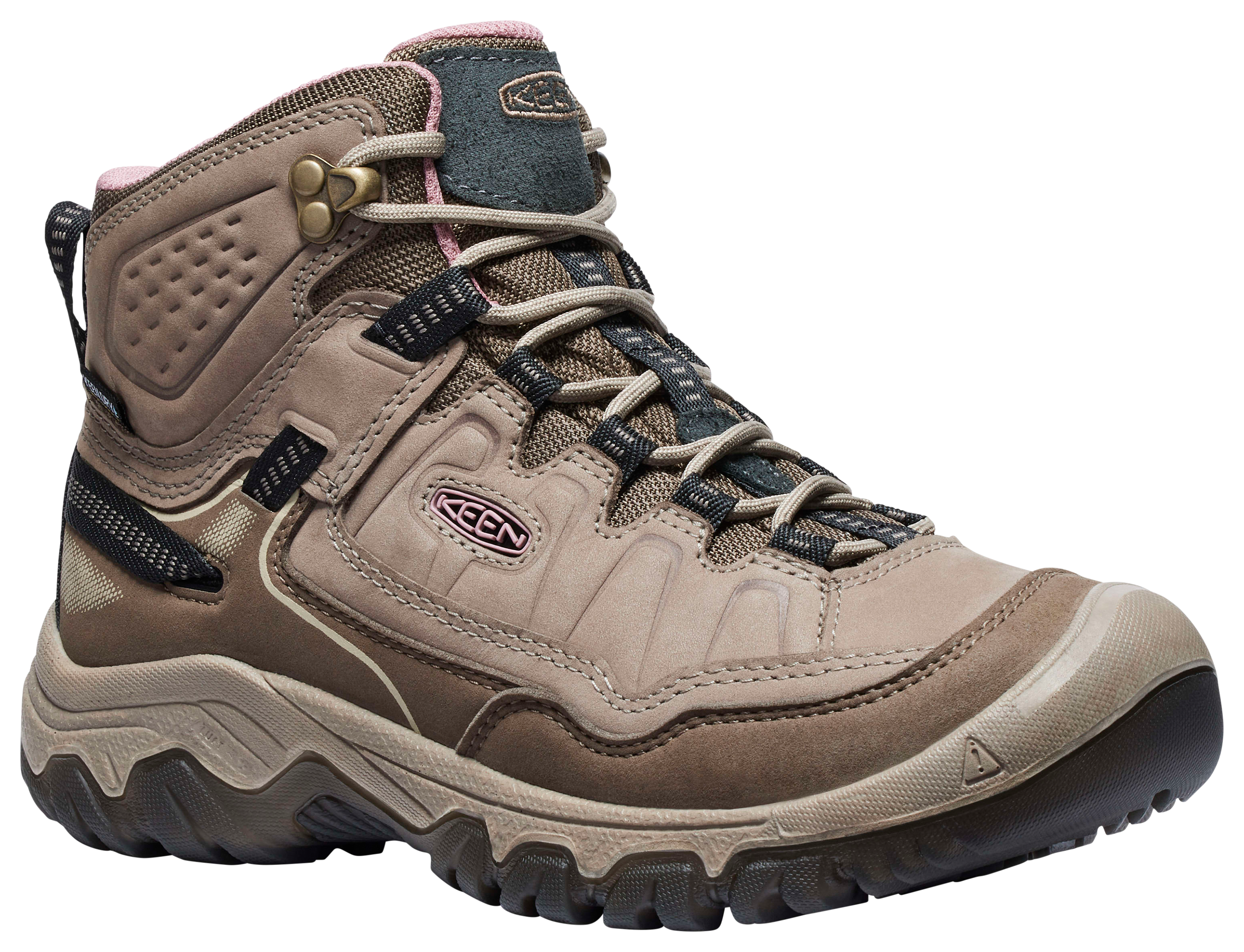 Image of KEEN Targhee IV Mid Waterproof Hiking Boots for Women - Brindle/Nostalgia Rose