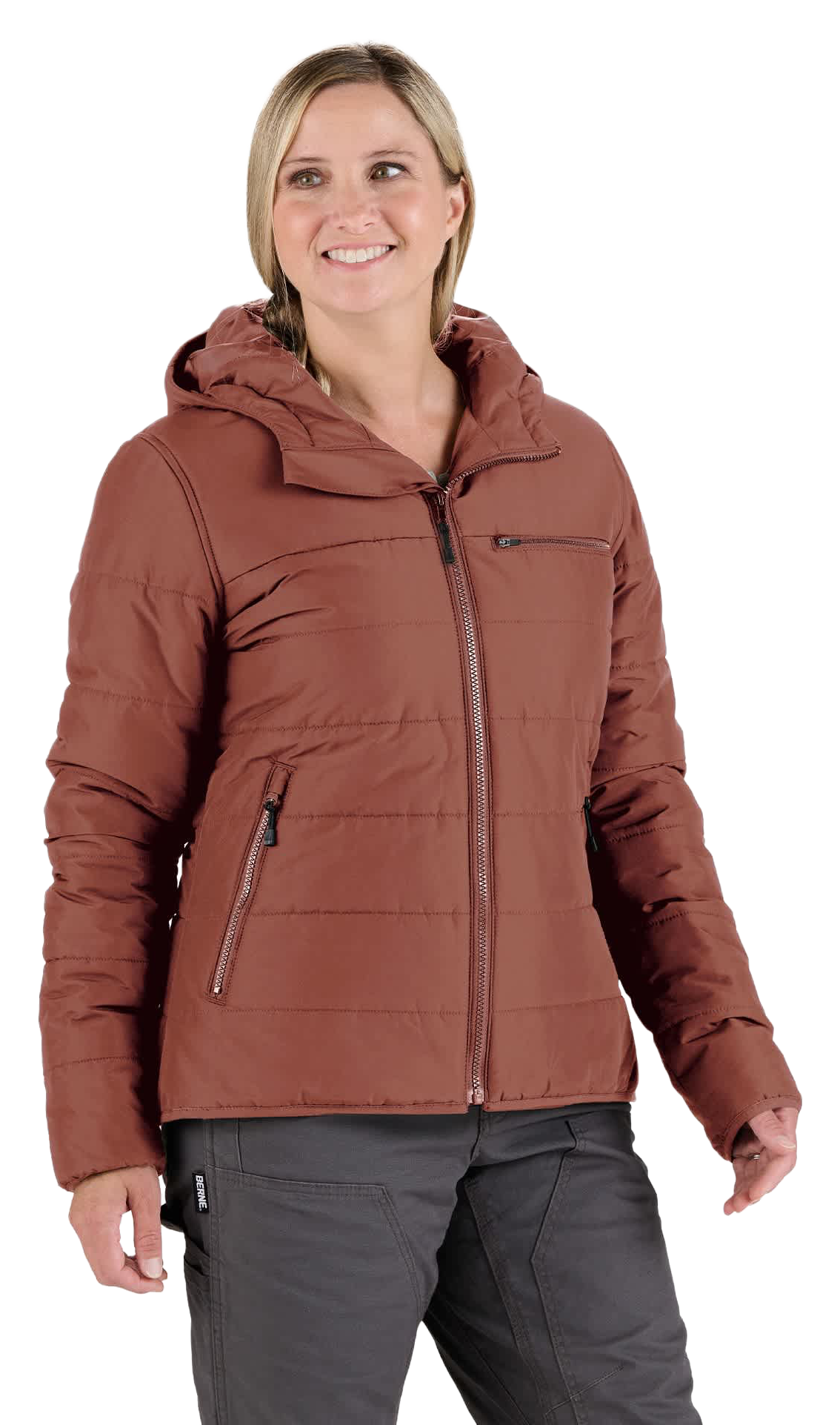 Image of Berne Channel Quilt Ripstop Hooded Jacket - Cinnamon