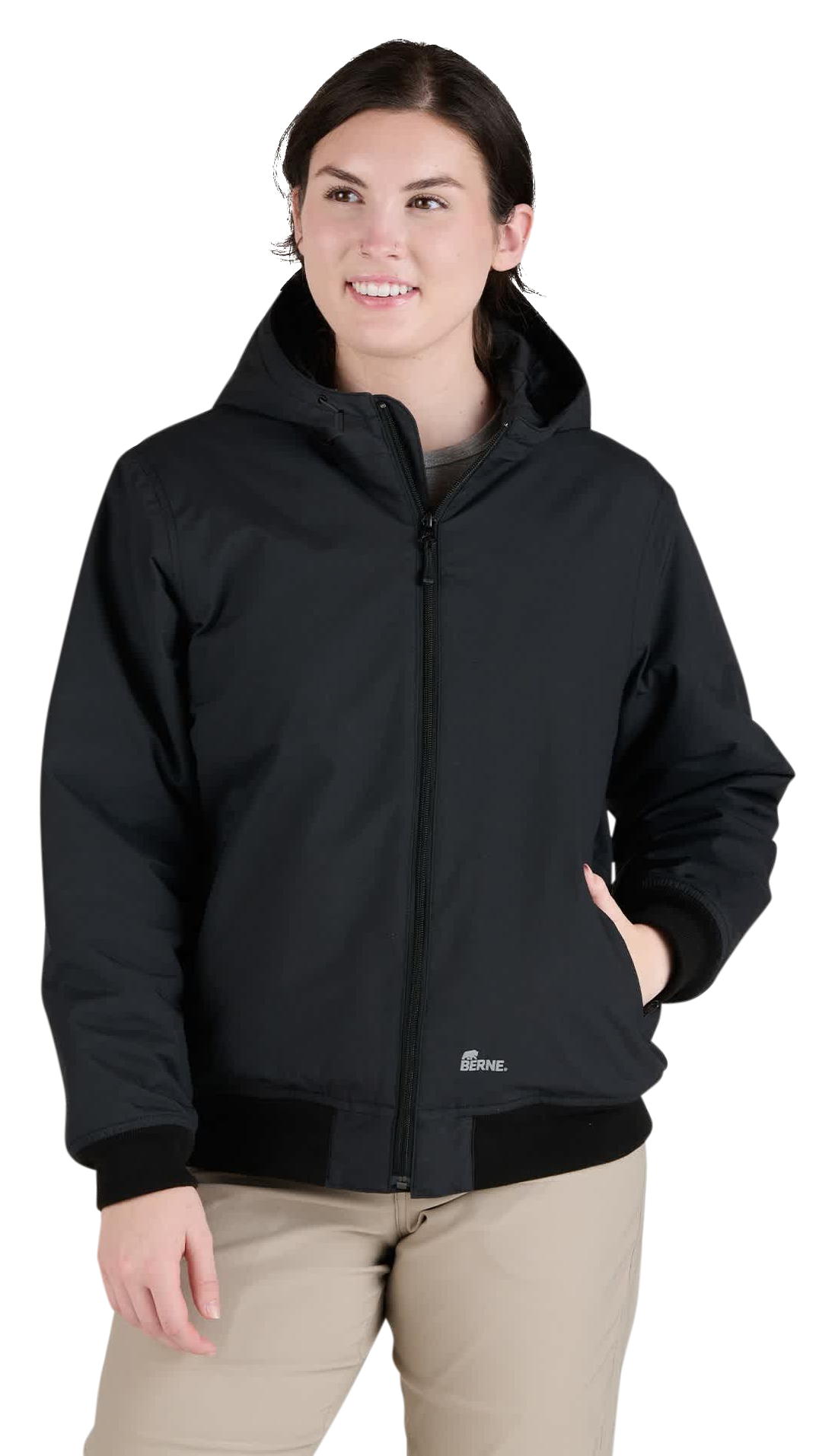 Image of Berne Weather Warrior Flex Nylon Hooded Active Jacket - Black