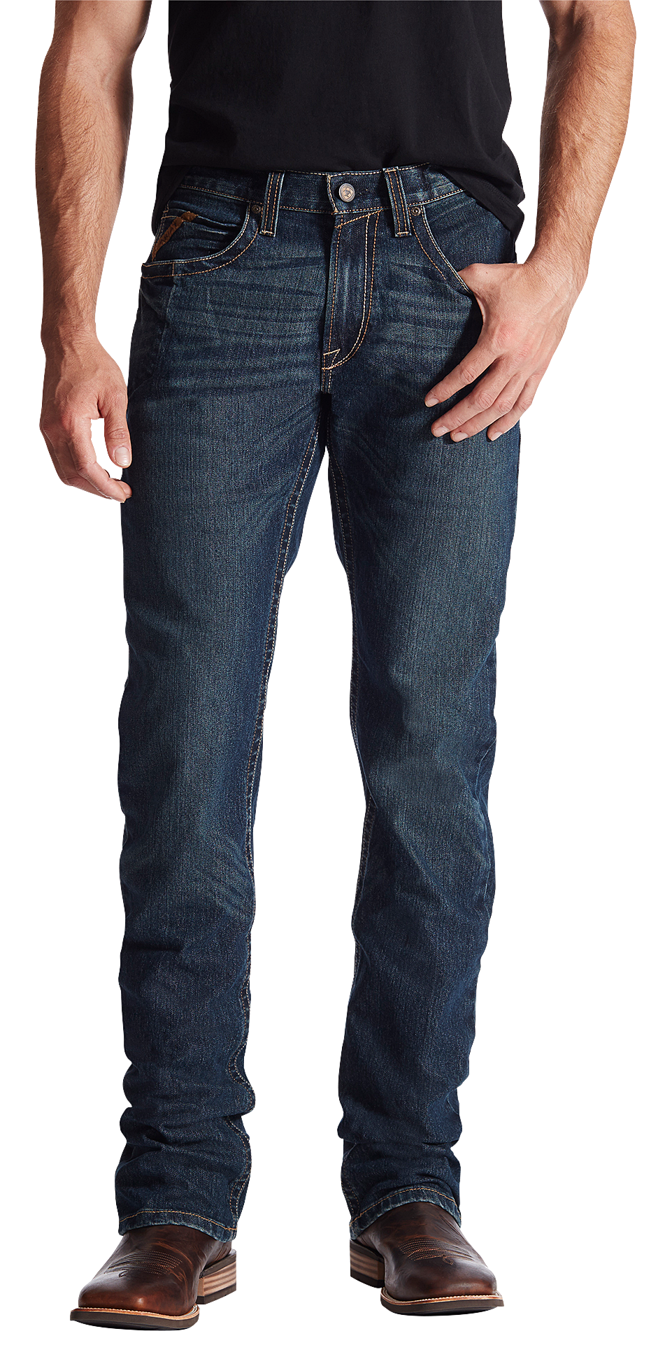 Image of Ariat Rebar M5 Slim DuraStretch Edge Stackable Straight Leg Jeans for Men - Denim