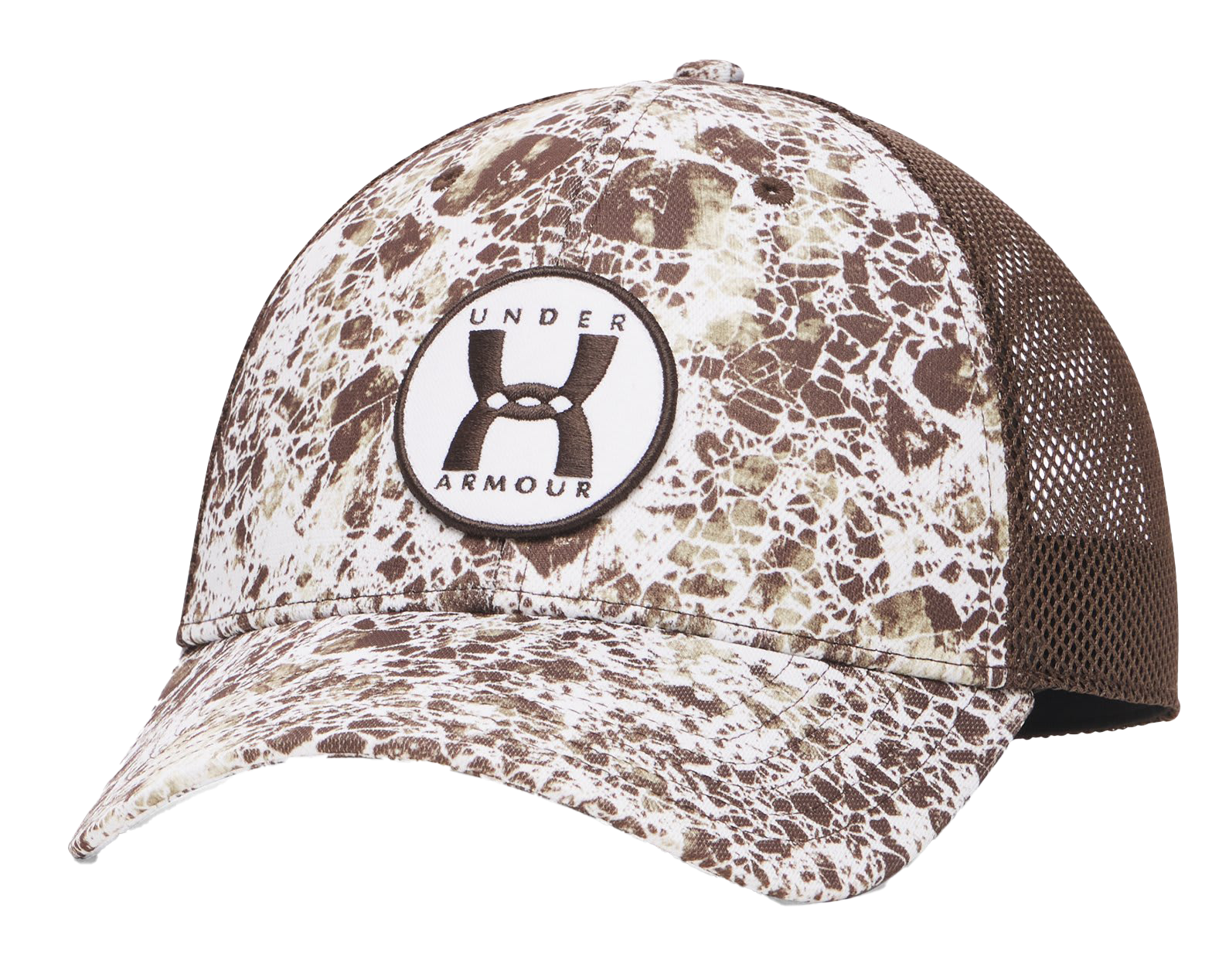 Image of Under Armour Blitzing Patch Snapback Trucker Cap - Gridiron Brown/White