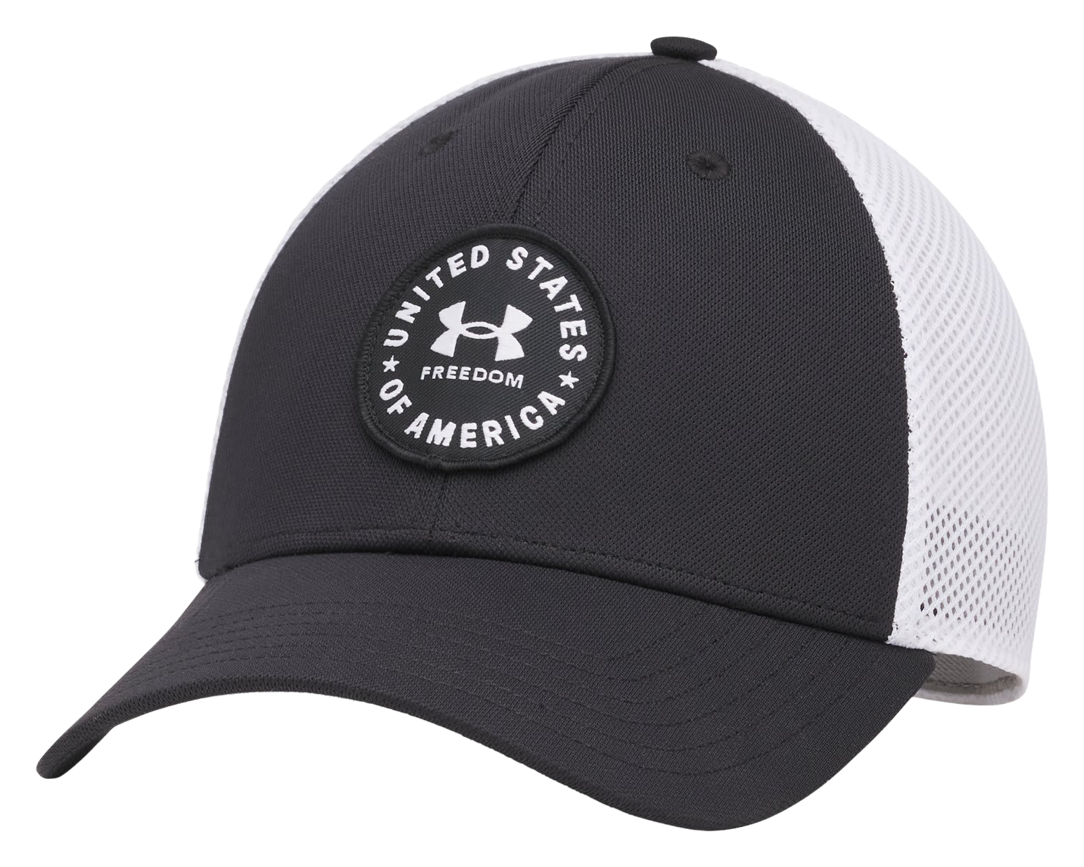 Image of Under Armour Freedom USA Patch Mid-Crown Trucker Cap - Black/White