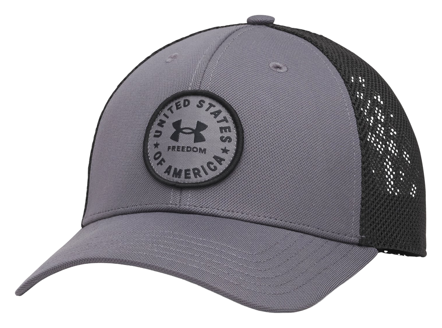 Image of Under Armour Freedom USA Patch Mid-Crown Trucker Cap - Castlerock/Black