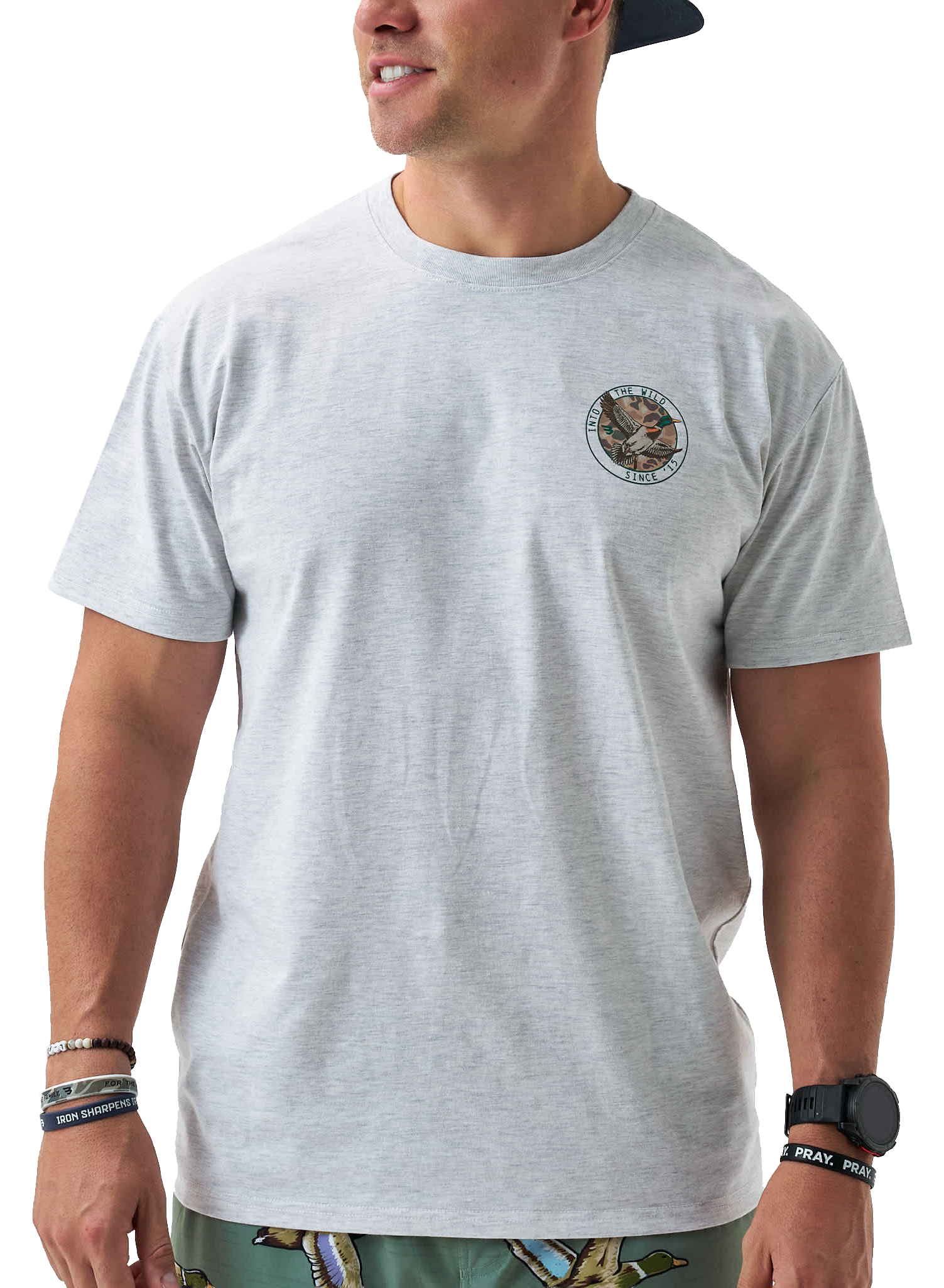Image of BURLEBO Camo Mallard Duck Short-Sleeve T-Shirt - Ash Gray