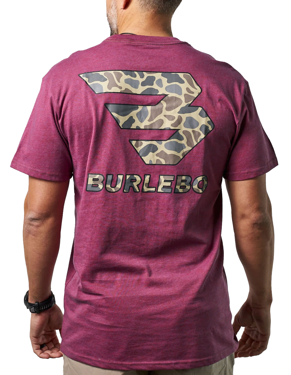 Image of BURLEBO Flying B Classic Deer Camo Short-Sleeve T-Shirt - Heather Wine