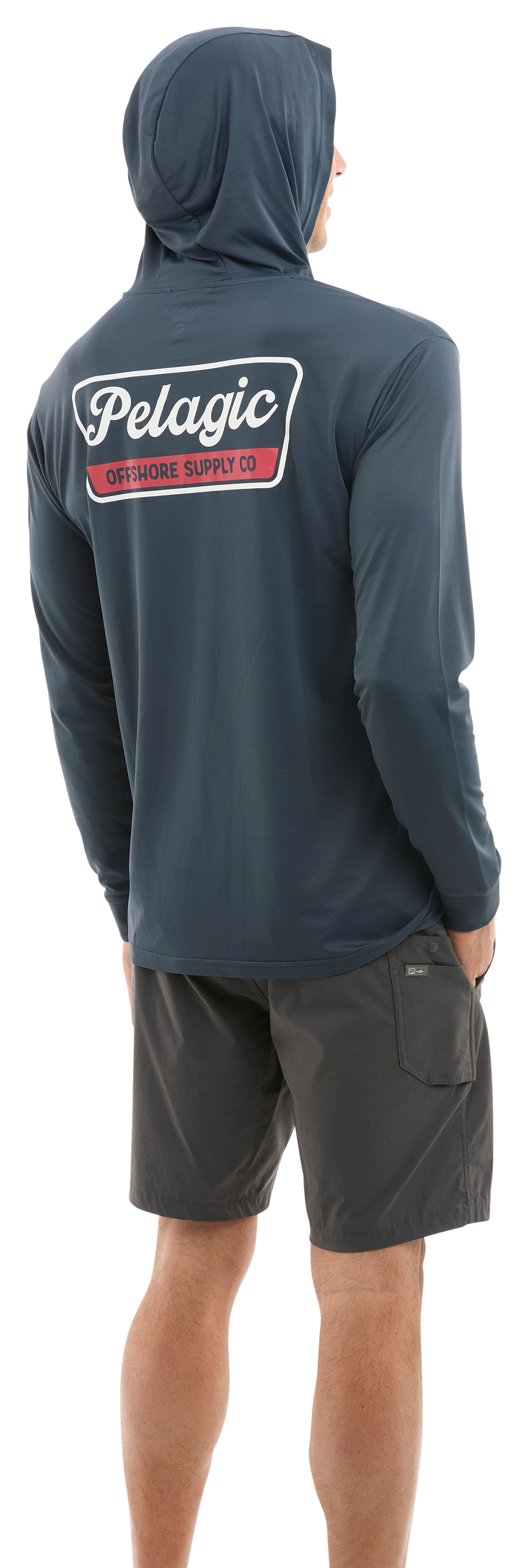 Image of Pelagic Aquatek Dockline Hooded Long-Sleeve Fishing Shirt - Dark Navy