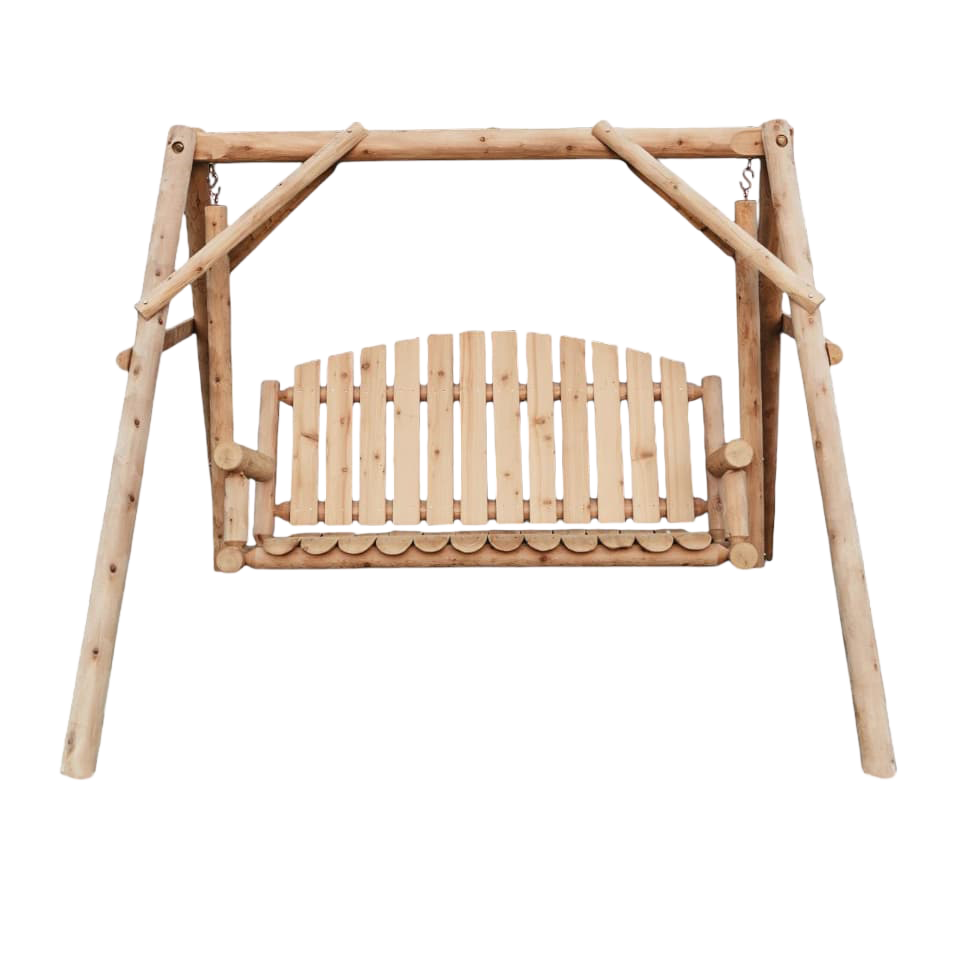 Image of Lakeland Mills Cedar Log Garden Swing with A-Frame