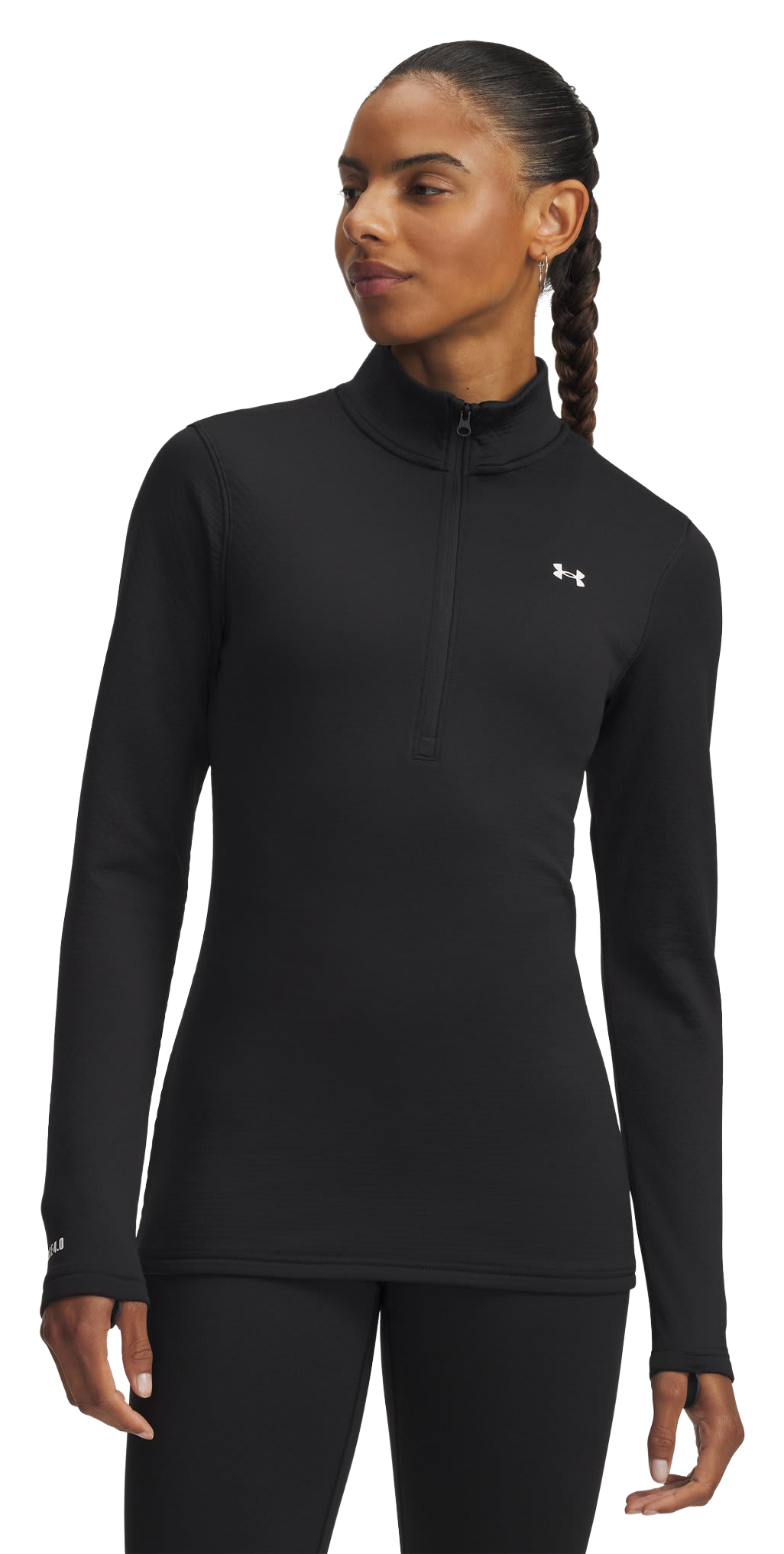 Image of Under Armour Base 4.0 Half-Zip Long-Sleeve Shirt - Black/White