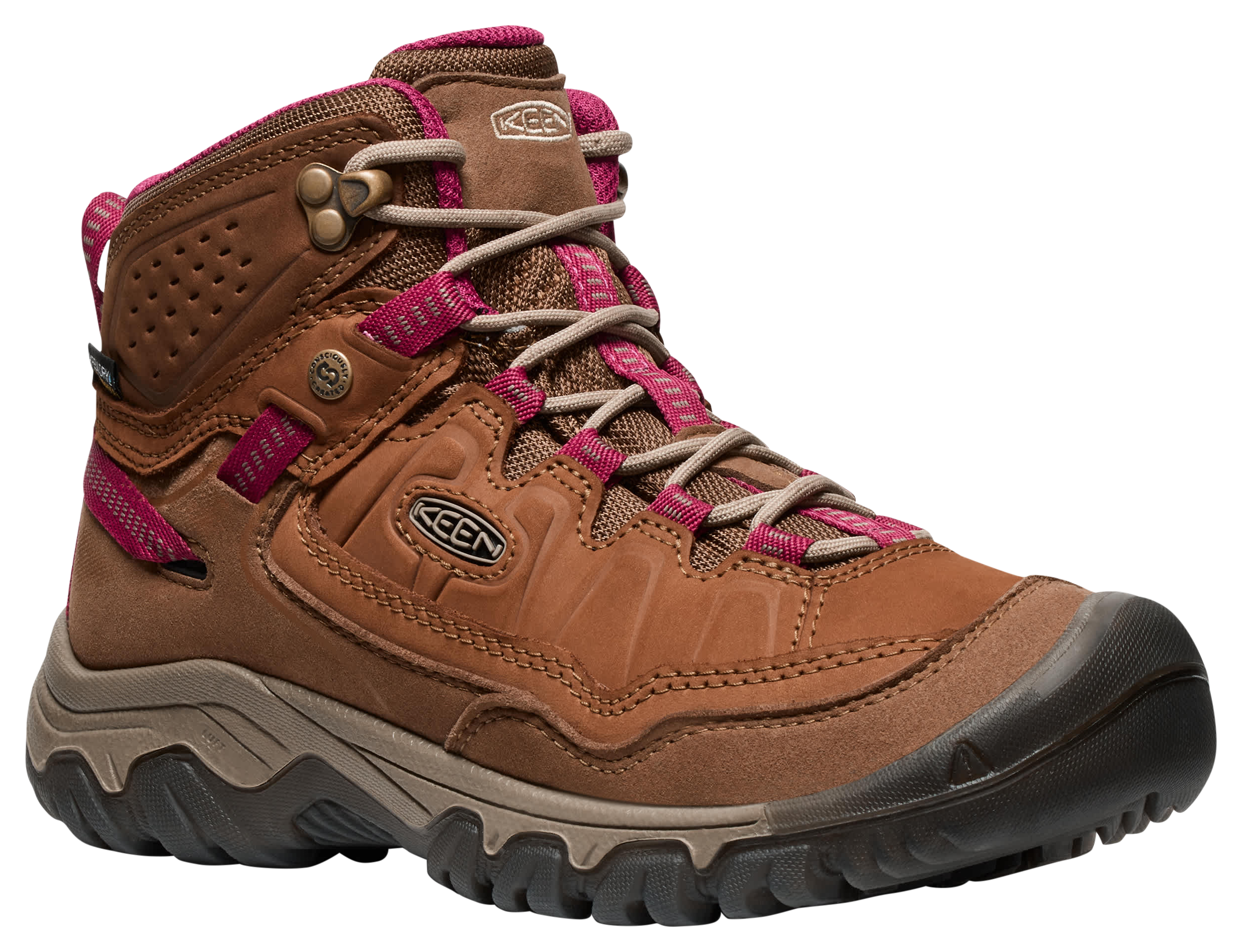 Image of KEEN Targhee IV Mid Waterproof Hiking Boots for Women - Bison/Beaujolais
