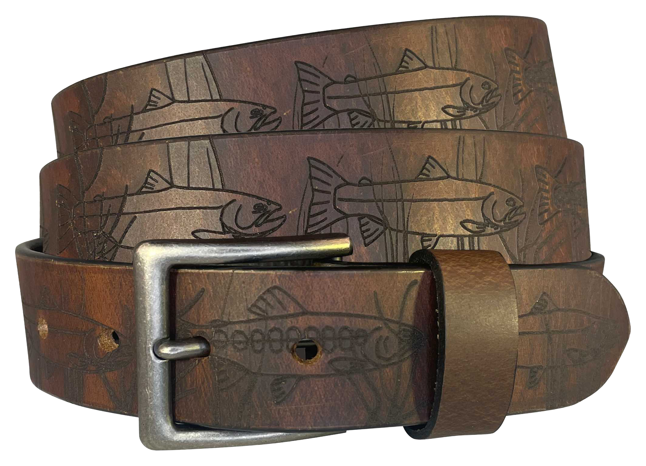 Image of Bison Designs Brookies Embossed Leather Belt - Brown