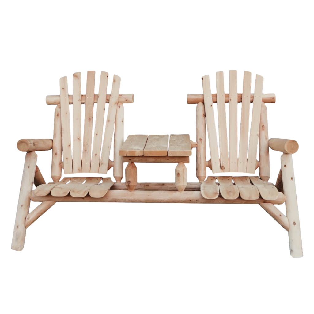Image of Lakeland Mills Cedar Log Tete-A-Tete Conversation Bench