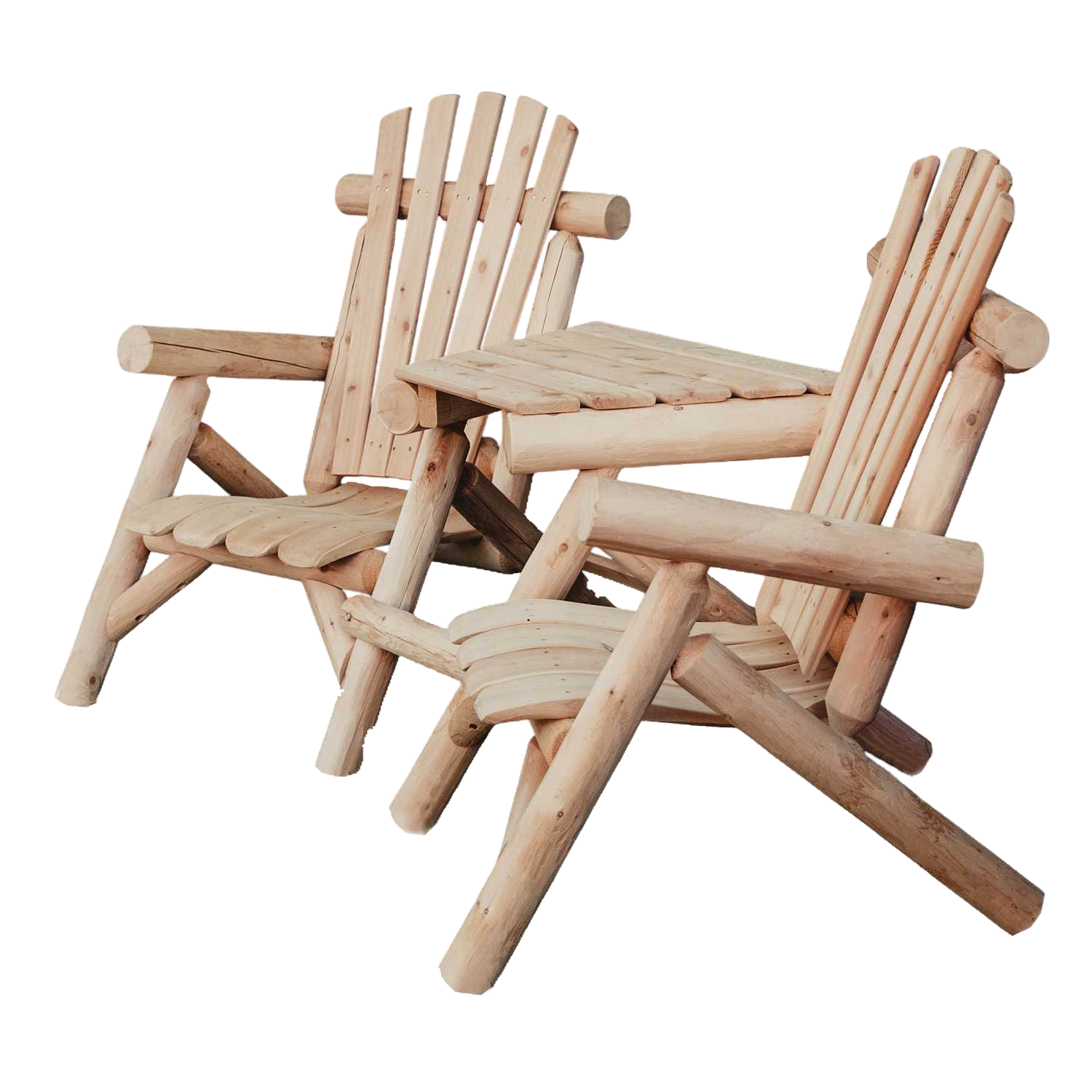 Image of Lakeland Mills Cedar Log Visa-Tete Angled-Seat Conversation Bench