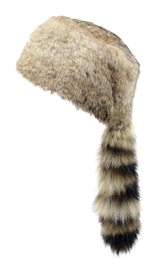 Image of Crown Cap Davey Crocket Rabbit Hat with Raccoon Tail for Kids - Natural
