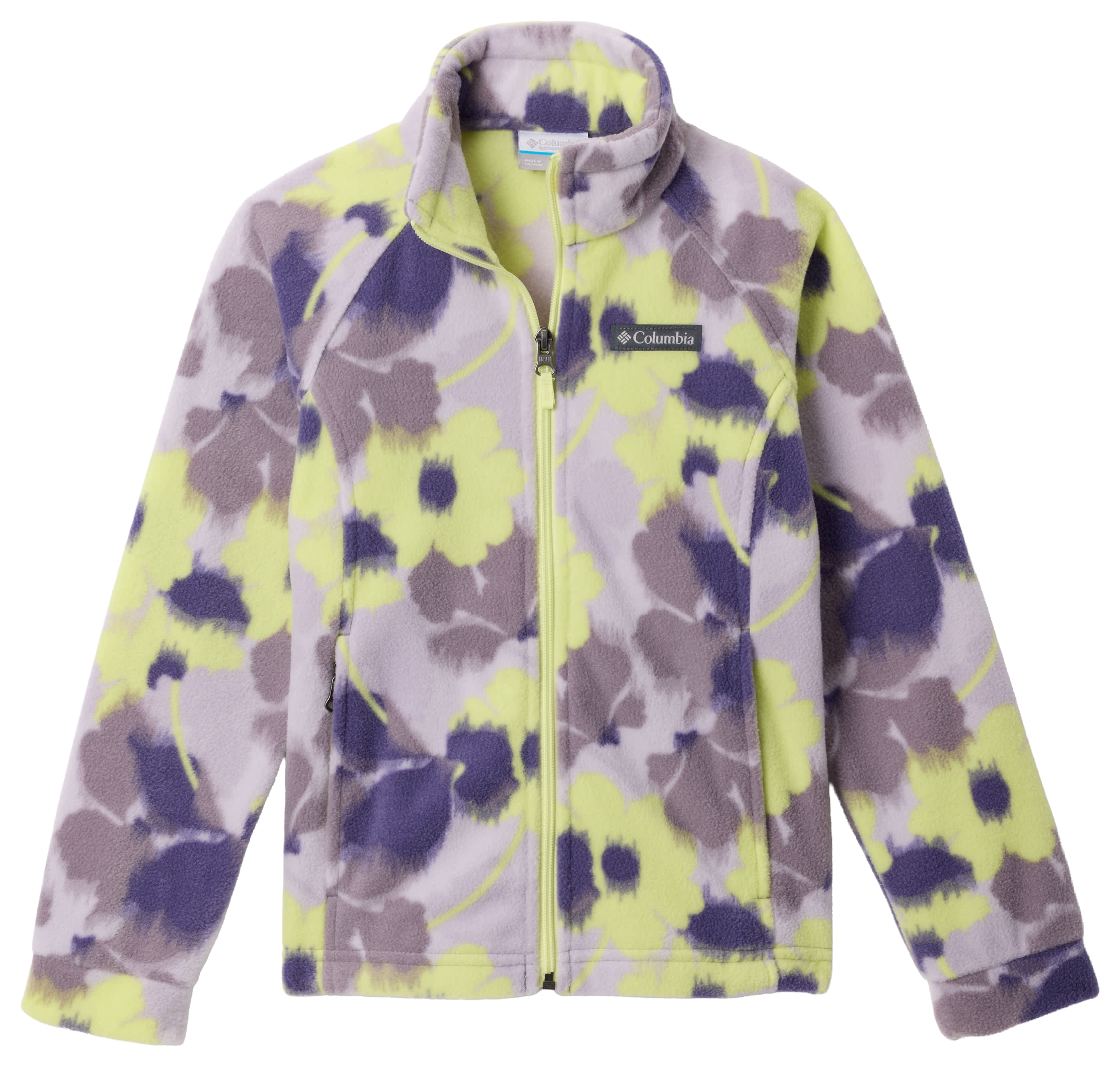 Image of Columbia Benton Springs II Printed Fleece Jacket for Kids - Shale Purple Ikatbloom