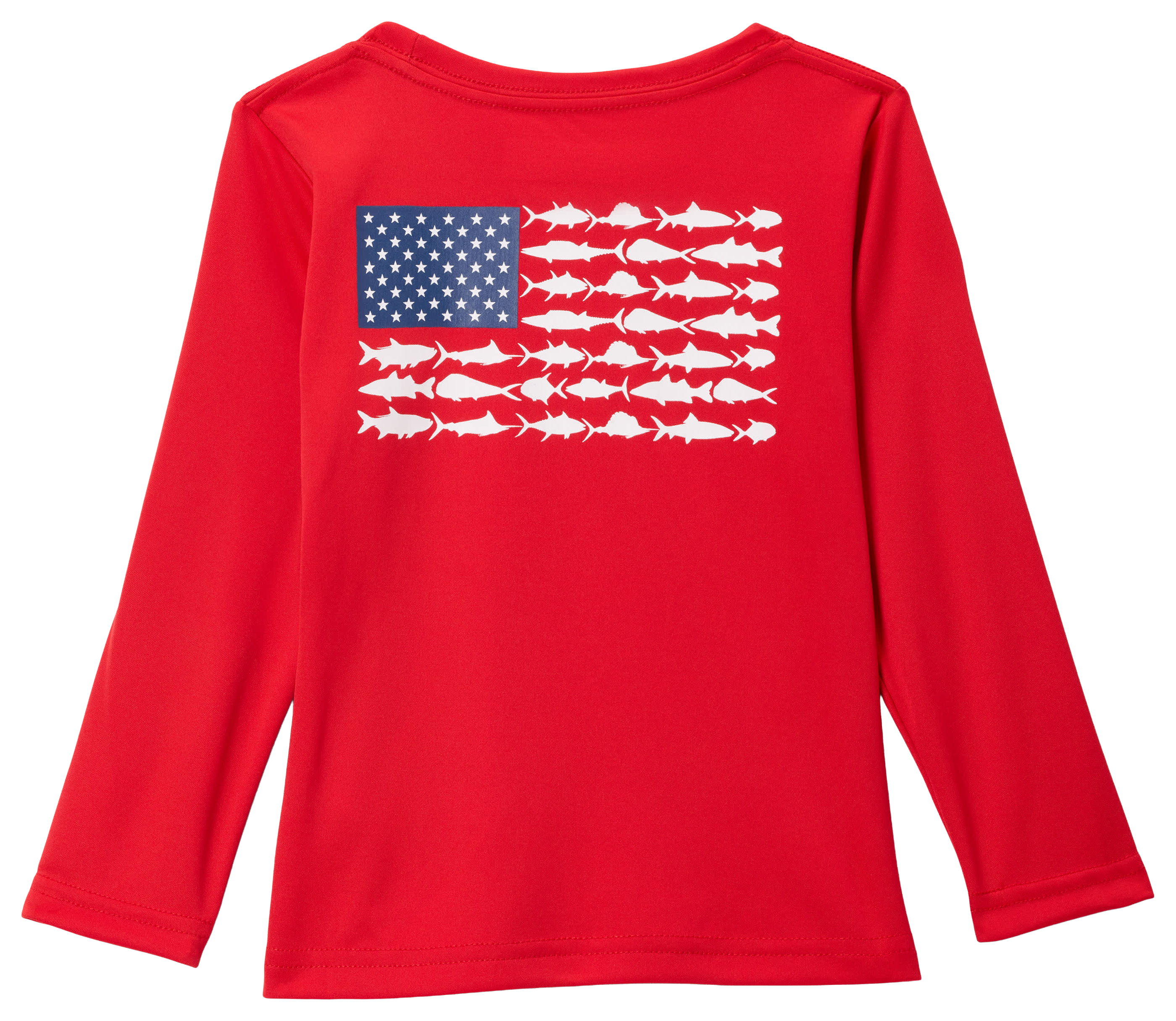 Image of Columbia PFG Terminal Tackle Fish Flag Long-Sleeve Shirt for Toddlers - Red Spark Graphic