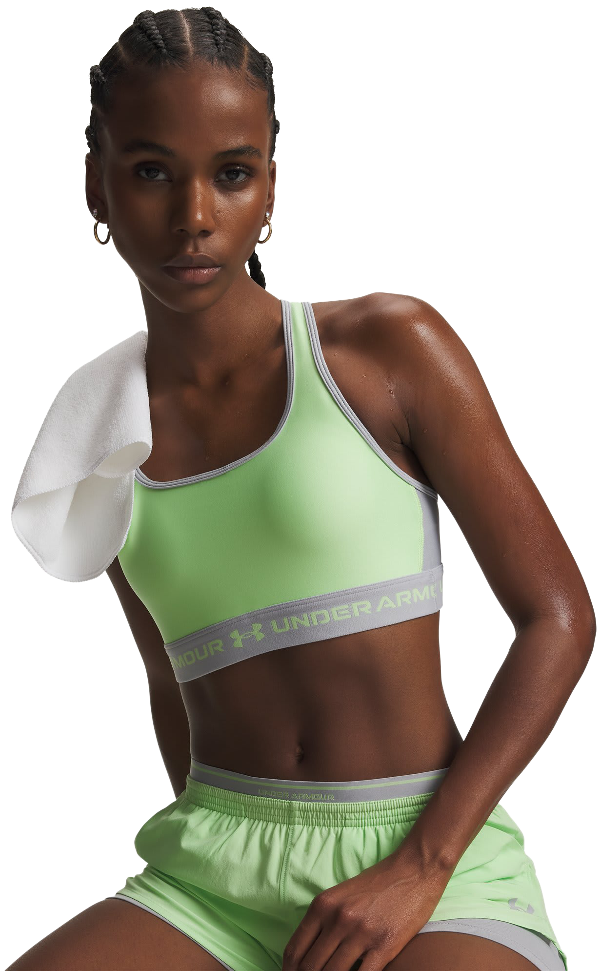 Image of Under Armour Crossback Mid Sports Bra - Lumos Lime/Mod Gray