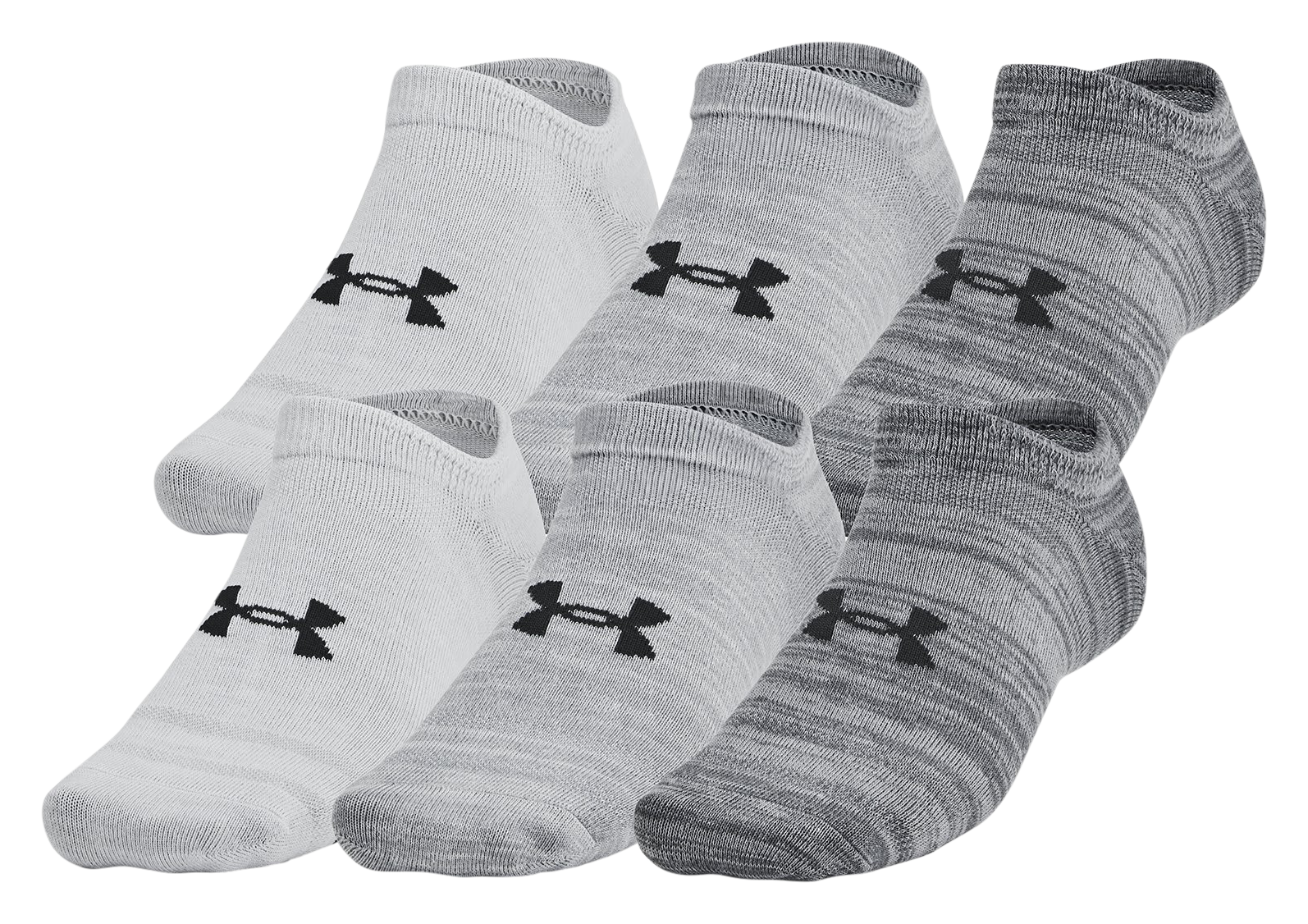 Image of Under Armour Essential No-Show Socks for Women 6-Pair Pack - Castlerock/Anthracite