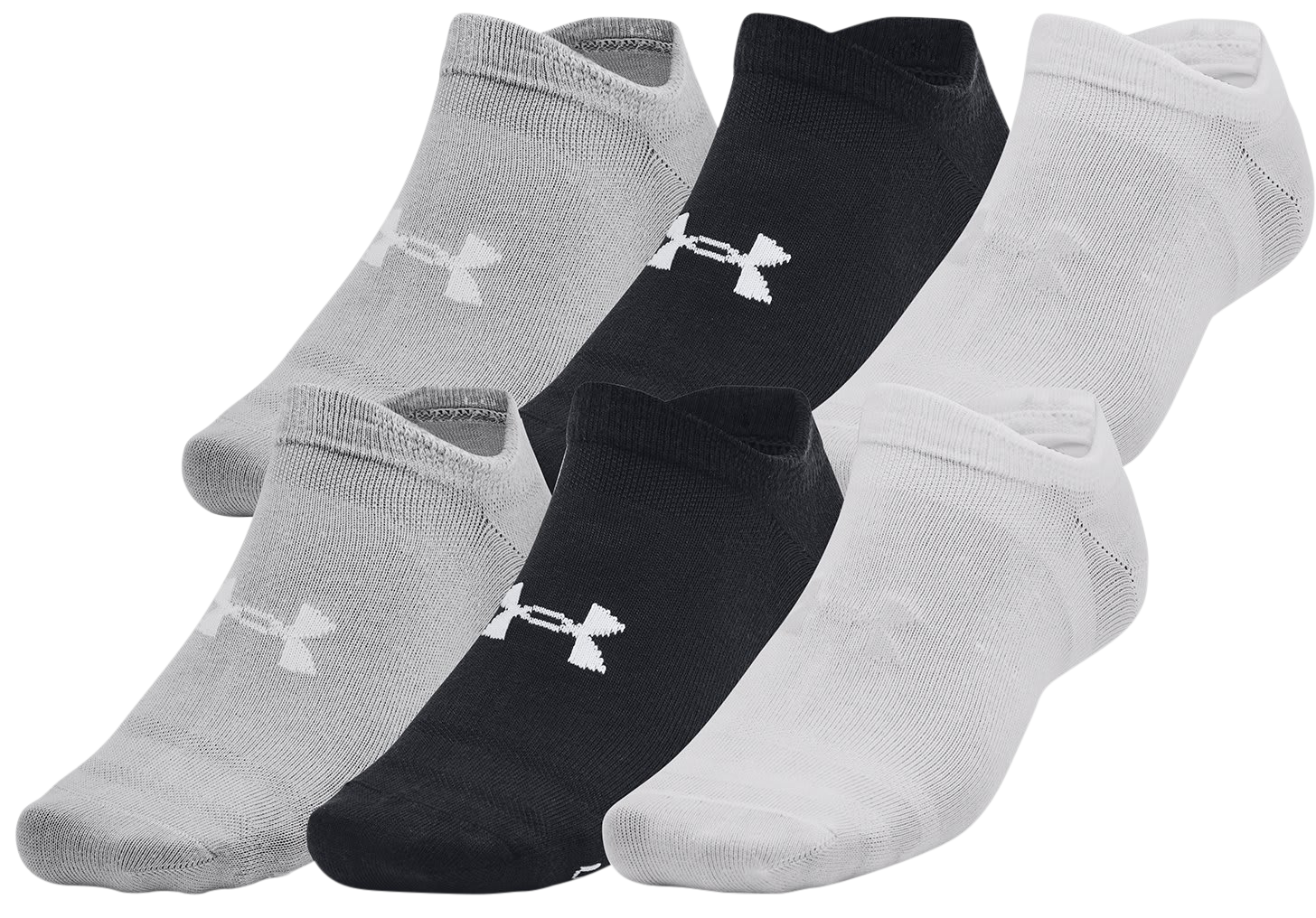 Image of Under Armour Essential No-Show Socks for Women 6-Pair Pack - Black/Halo Gray